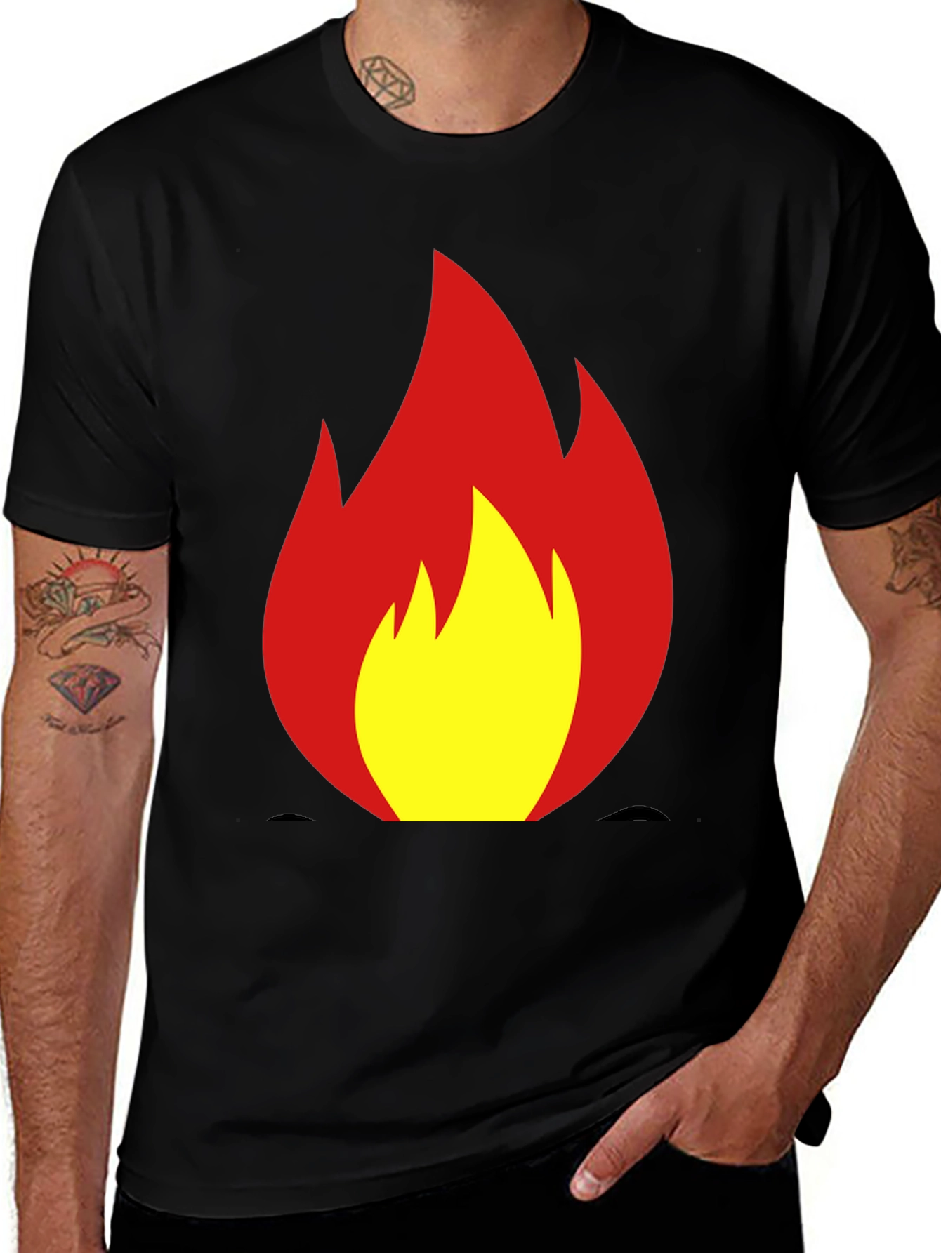 Variant 25 of Fiery Flame Graphic Tee - Bold Black T-Shirt