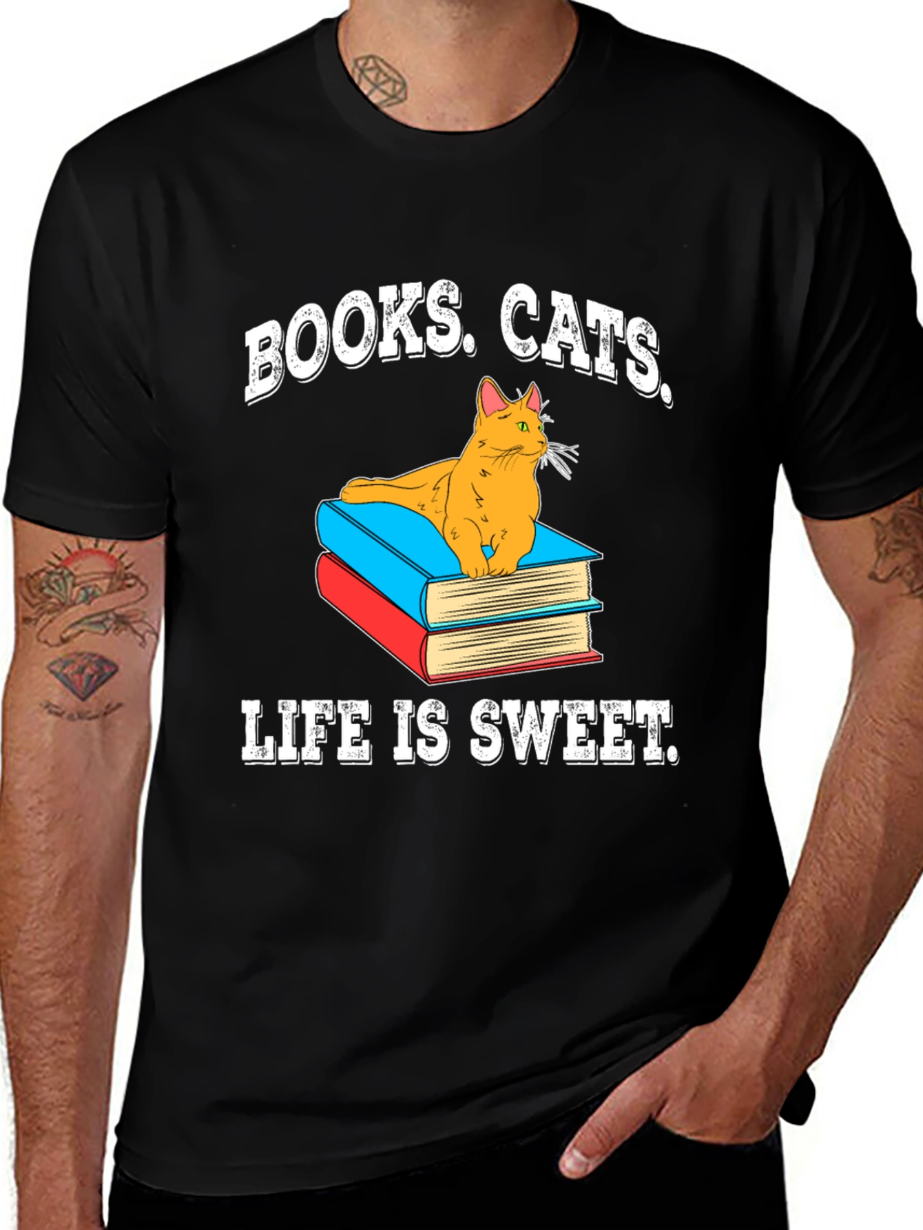Variant 20 of Books, Cats, Life is Sweet Black T-Shirt