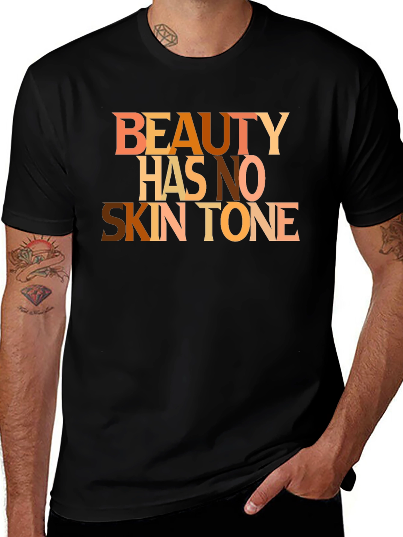 Variant 6 of Beauty Has No Skin Tone Graphic Tee - Black