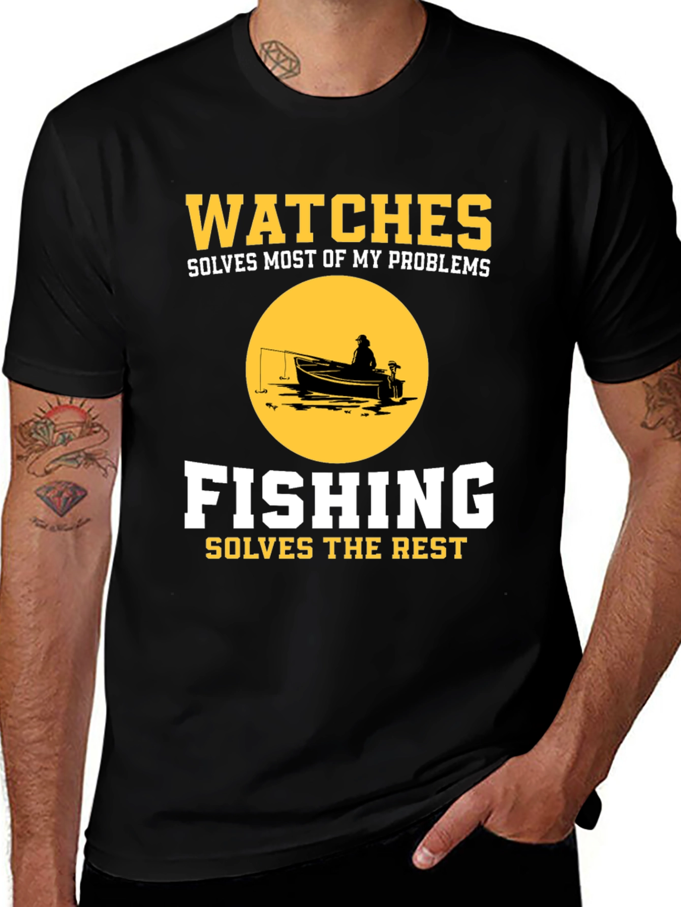Variant 9 of Fishing Solves Problems T-Shirt