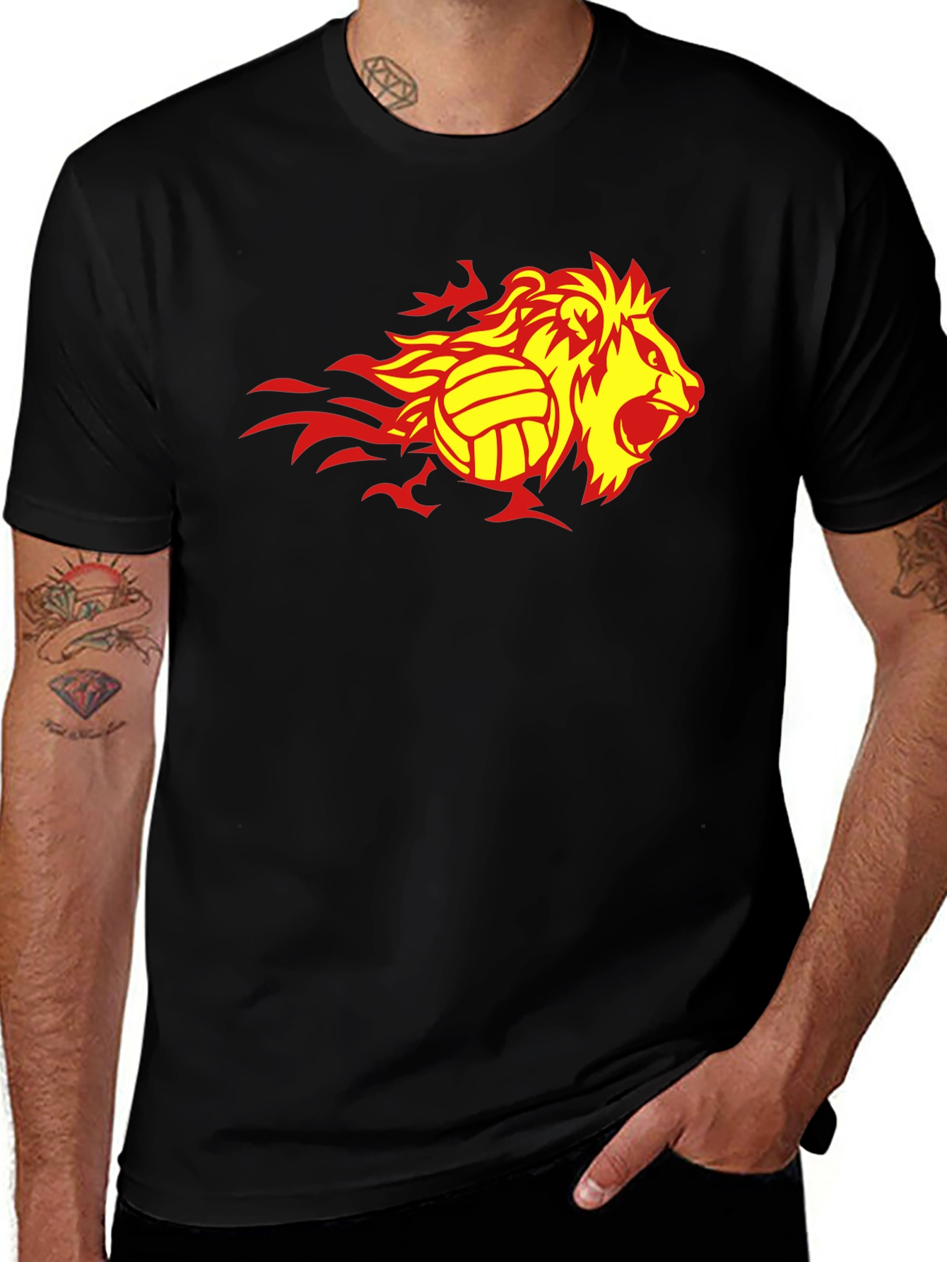 Variant 24 of Lion Volleyball Graphic Tee - Bold Design, Soft Comfort
