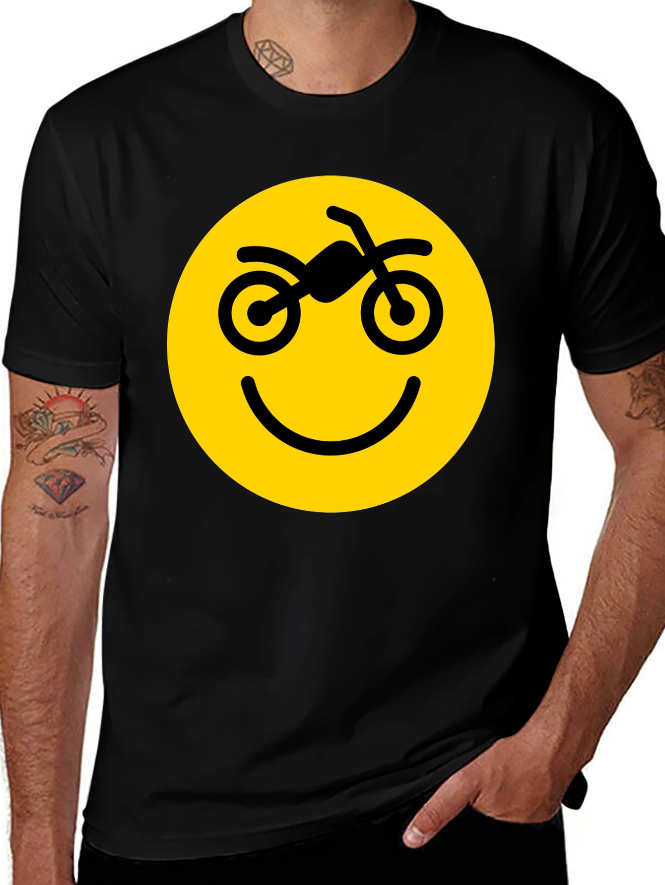 Variant 17 of Motorcycle Smiley Face Graphic Tee