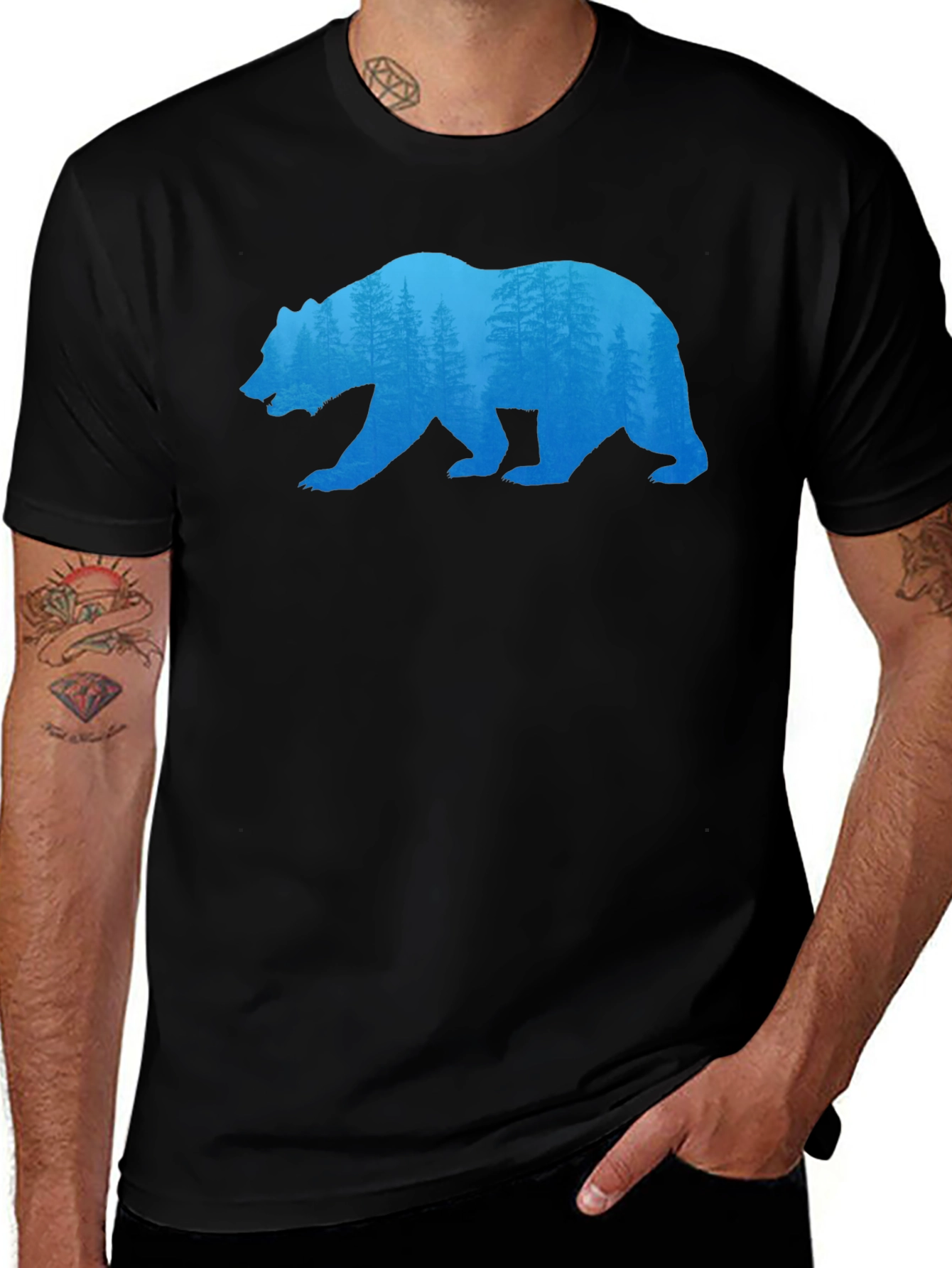Variant 24 of Bear Silhouette Forest Graphic Tee