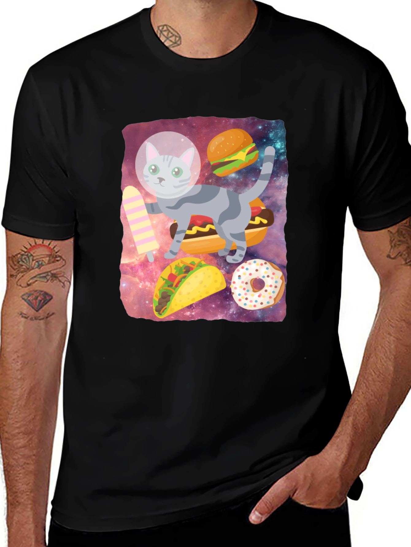Variant 13 of Space Cat Foodie Graphic T-Shirt