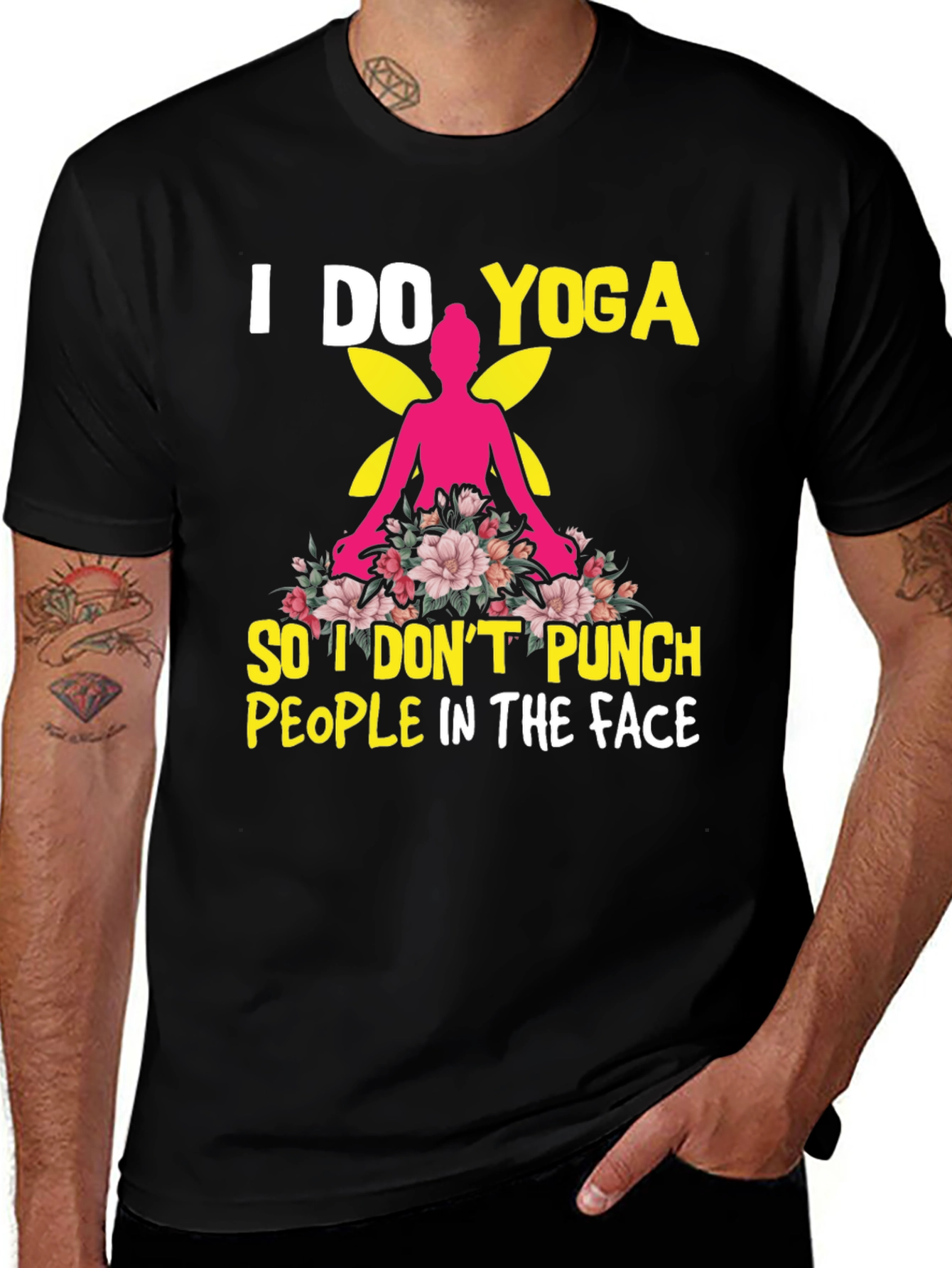 Variant 10 of Yoga T-Shirt: I Do Yoga, Don't Punch People