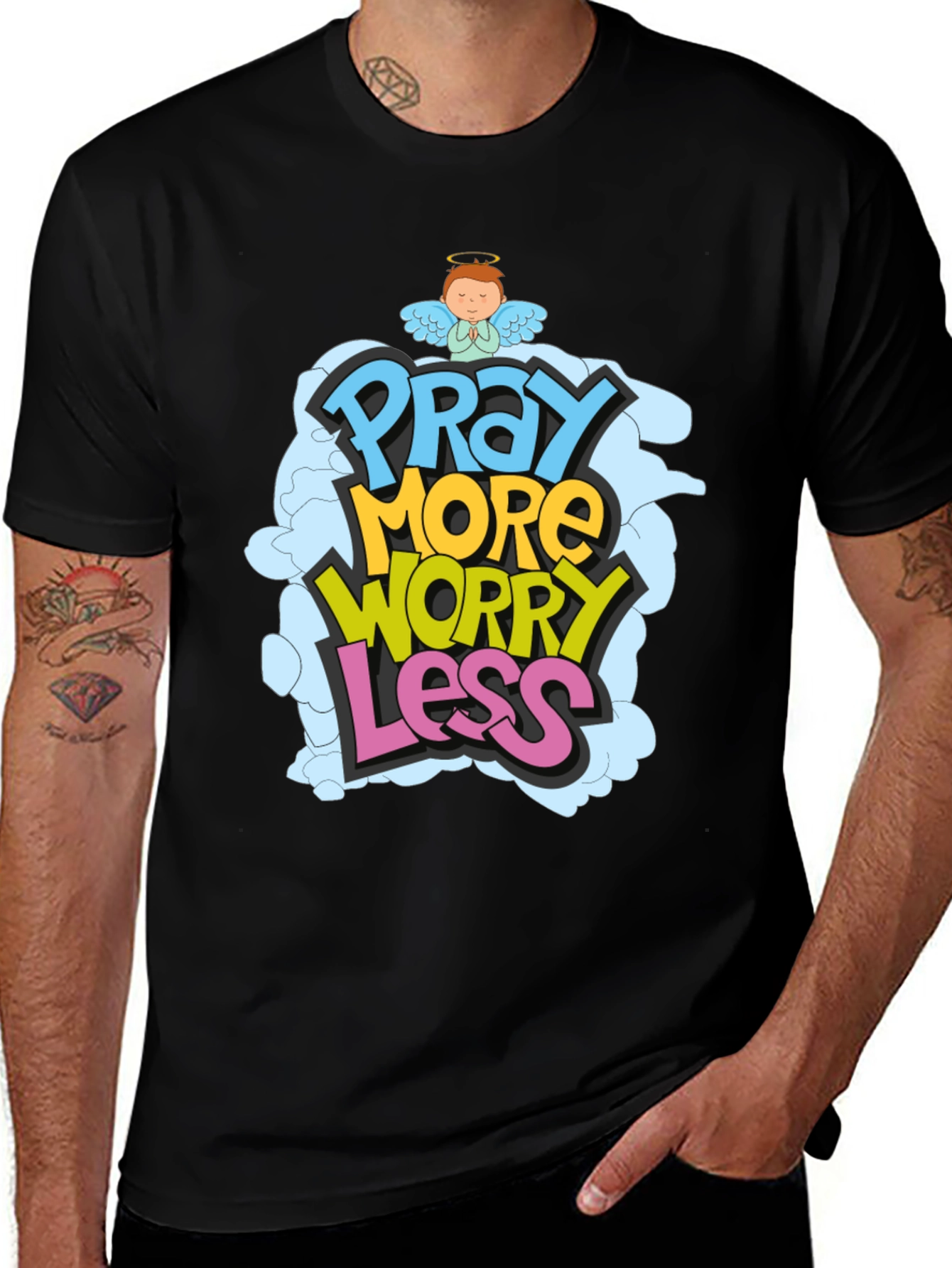 Variant 12 of Pray More Worry Less Graphic T-Shirt