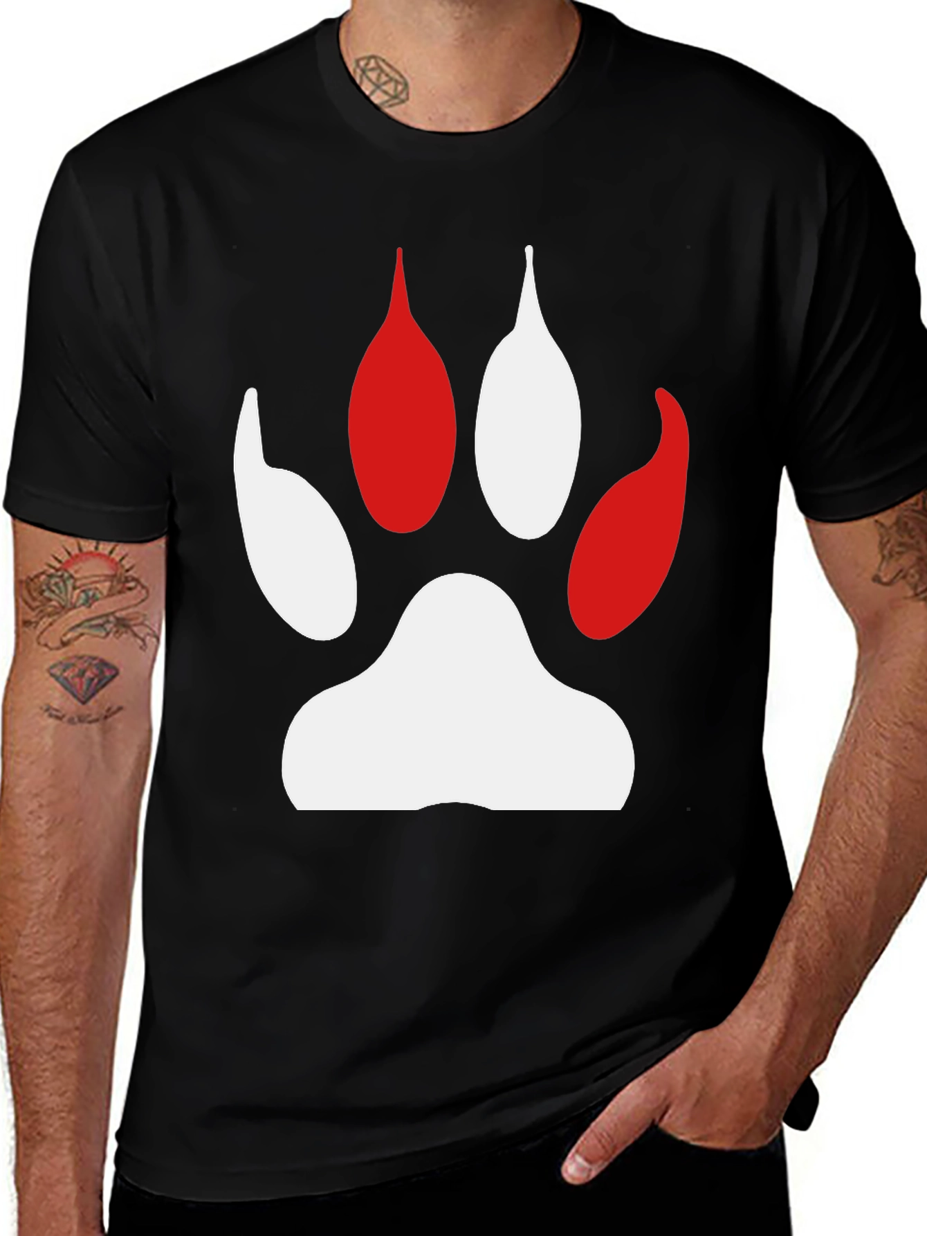 Variant 29 of Paw Print Graphic Tee - Black Cotton Comfort