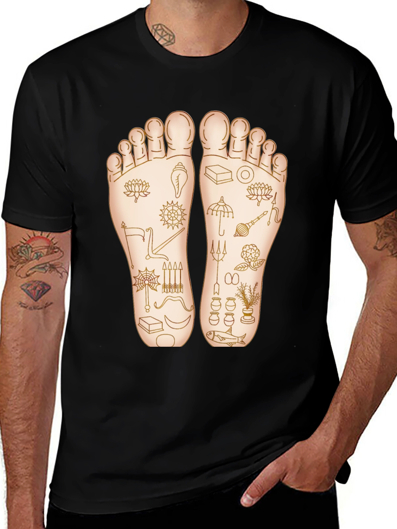 Variant 24 of Black T-Shirt with Footprint Graphic Design