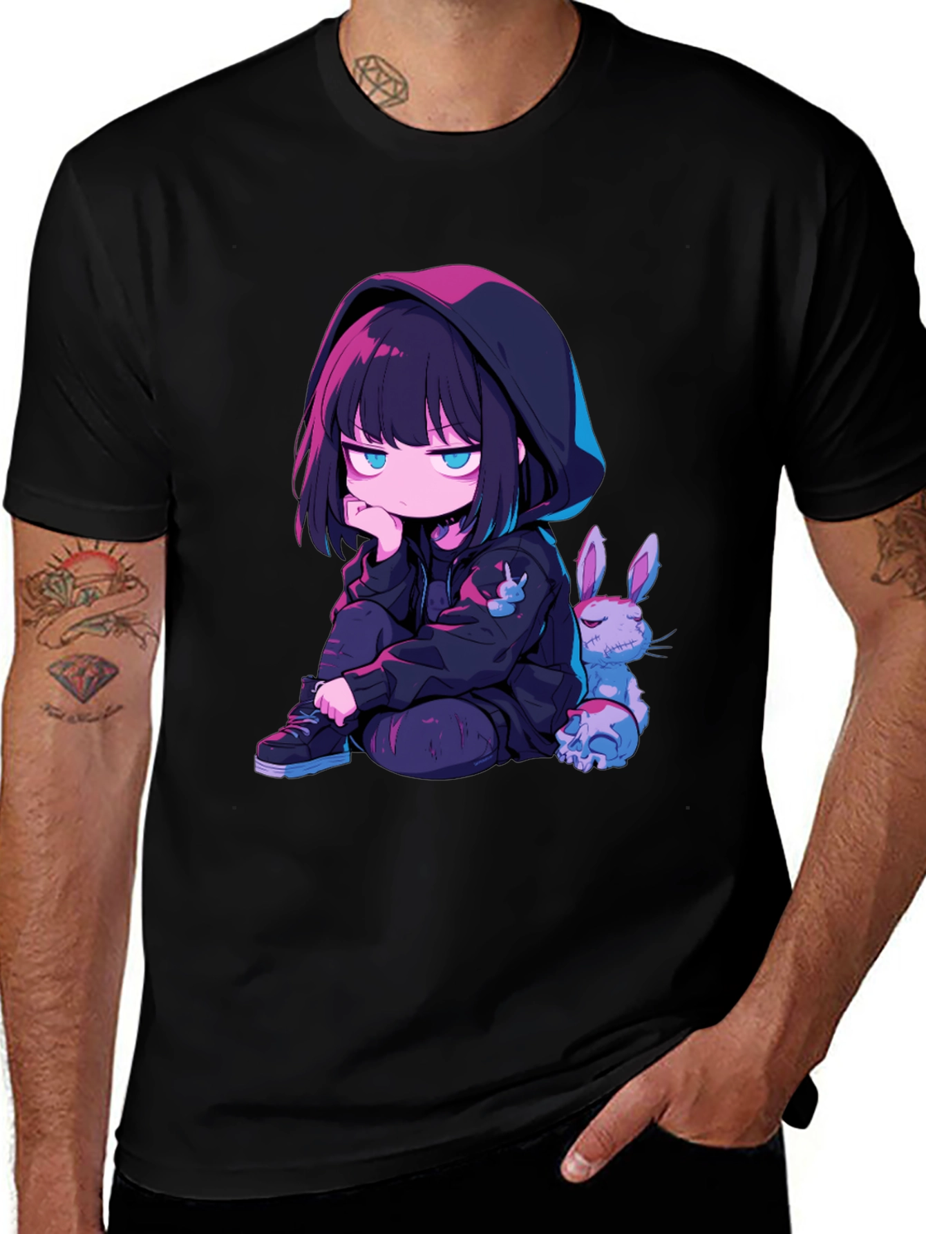 Variant 2 of Anime Girl T-Shirt, Kawaii Rabbit Tee