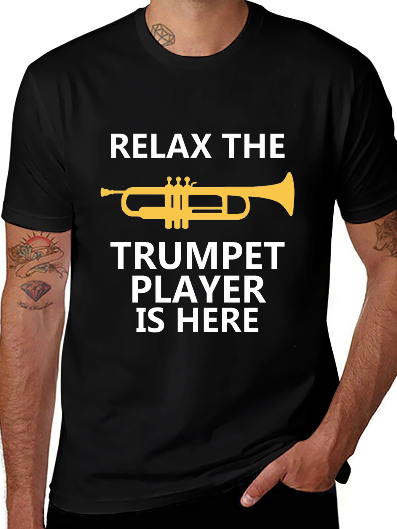 Variant 14 of Relax Trumpet Player Here - Musician Graphic Tee