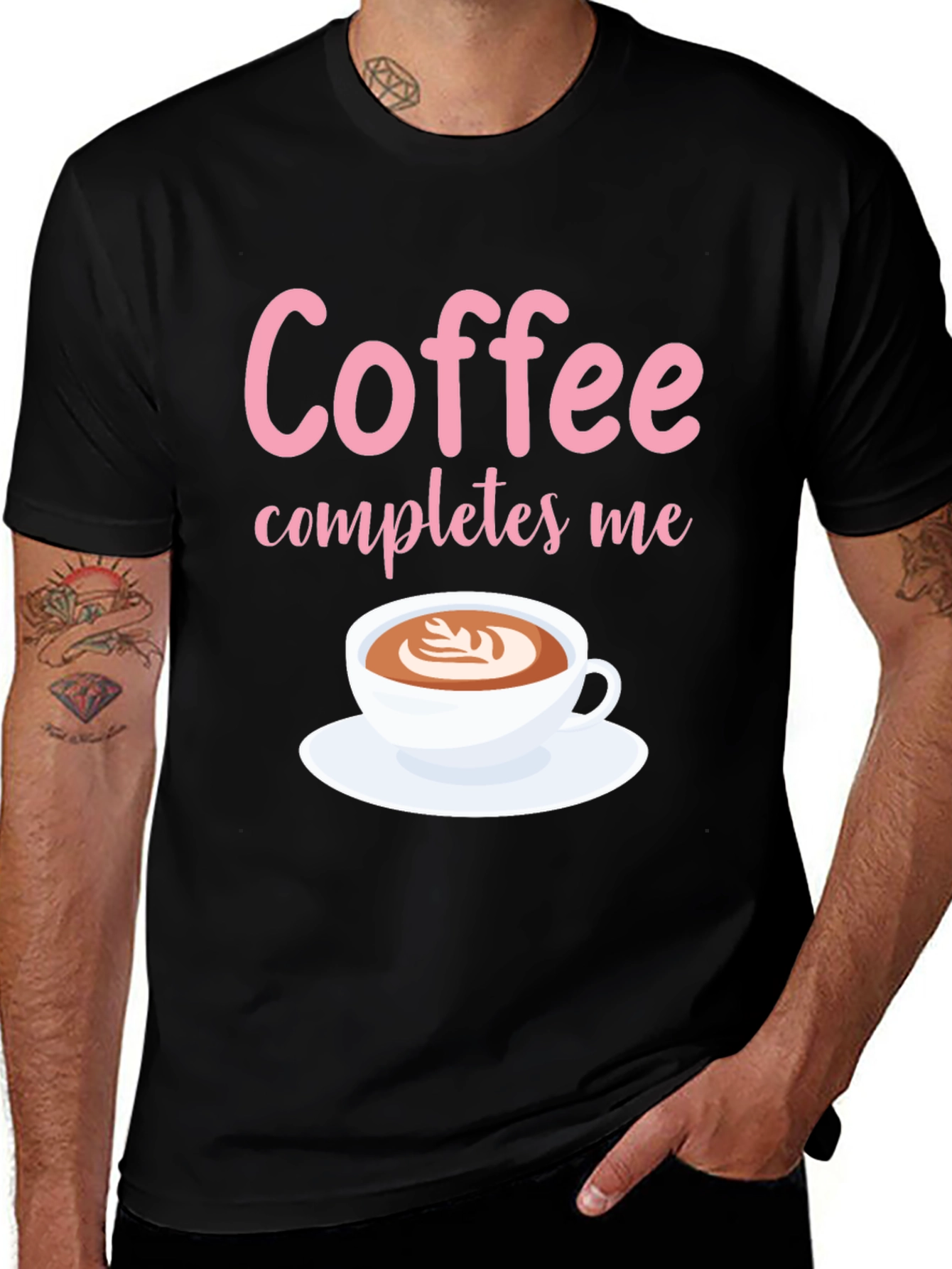 Variant 30 of Coffee Completes Me Graphic Tee - Unisex Black T-Shirt