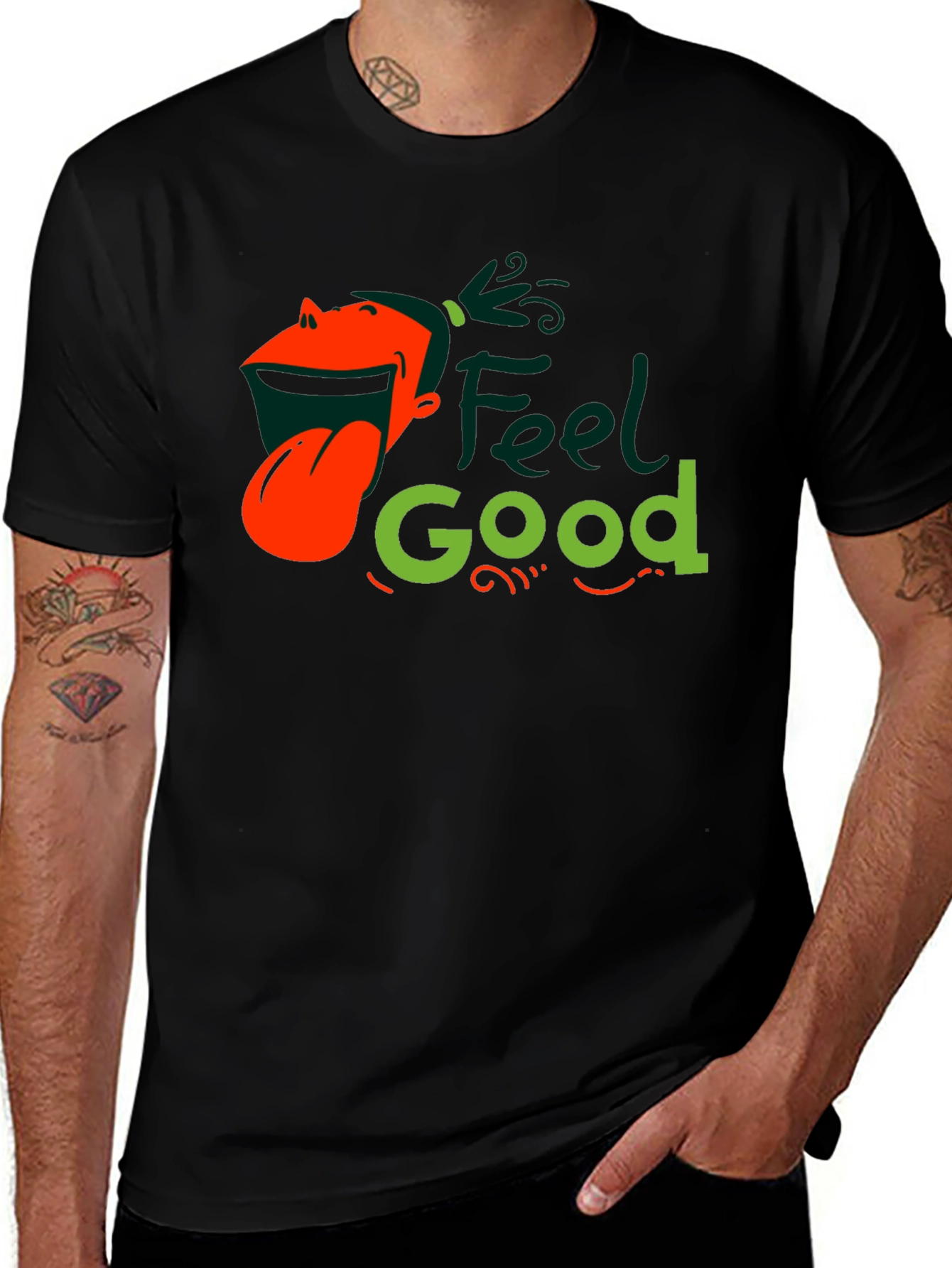 Variant 28 of Feel Good Graphic Black T-Shirt