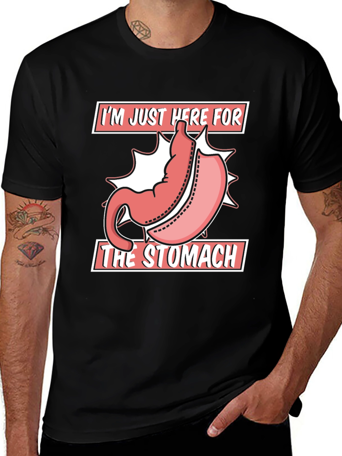 Variant 10 of Funny Stomach T-Shirt - I'm Just Here For The Stomach Tee