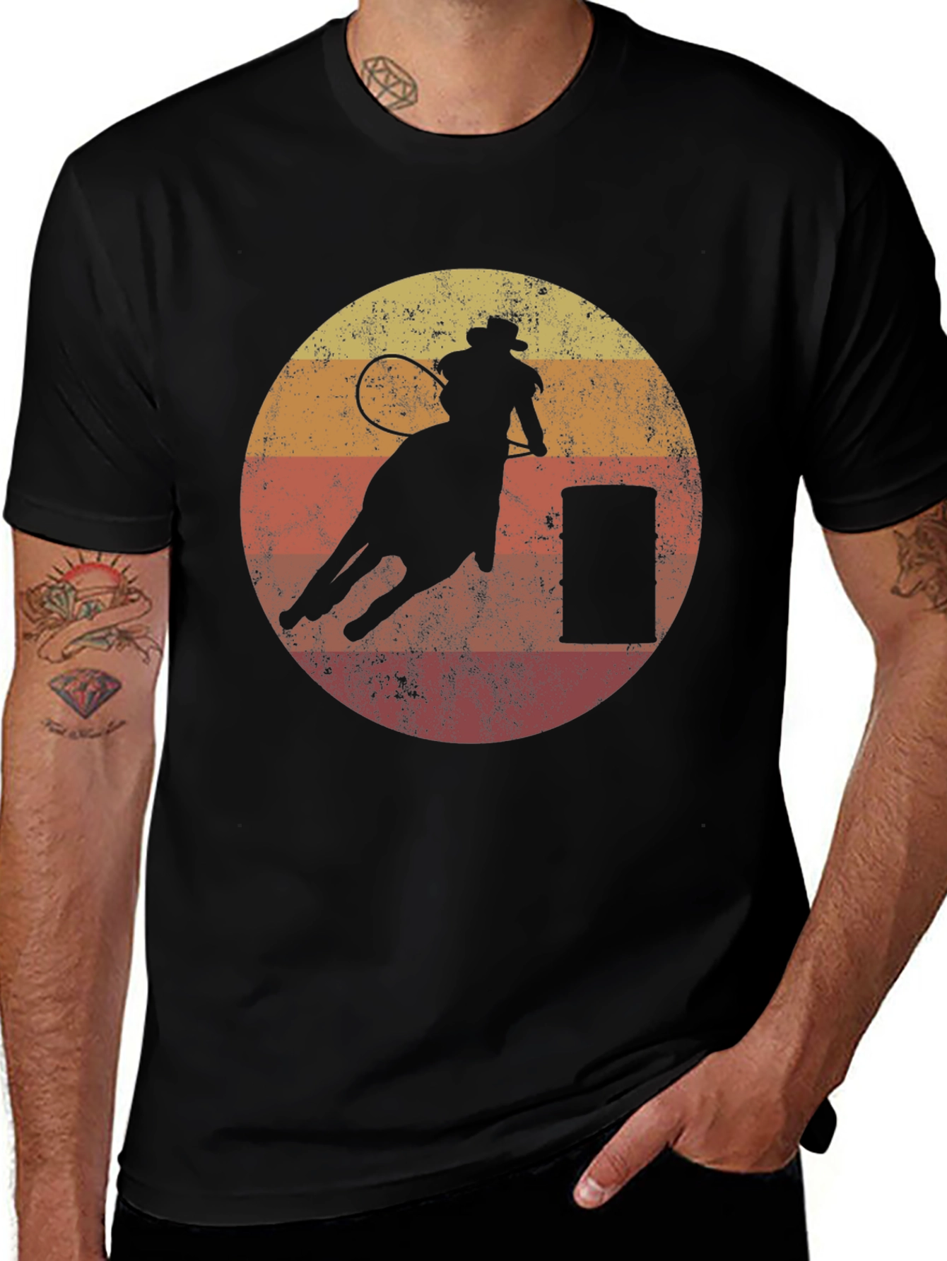 Variant 24 of Retro Rodeo Rider T-Shirt - Black
