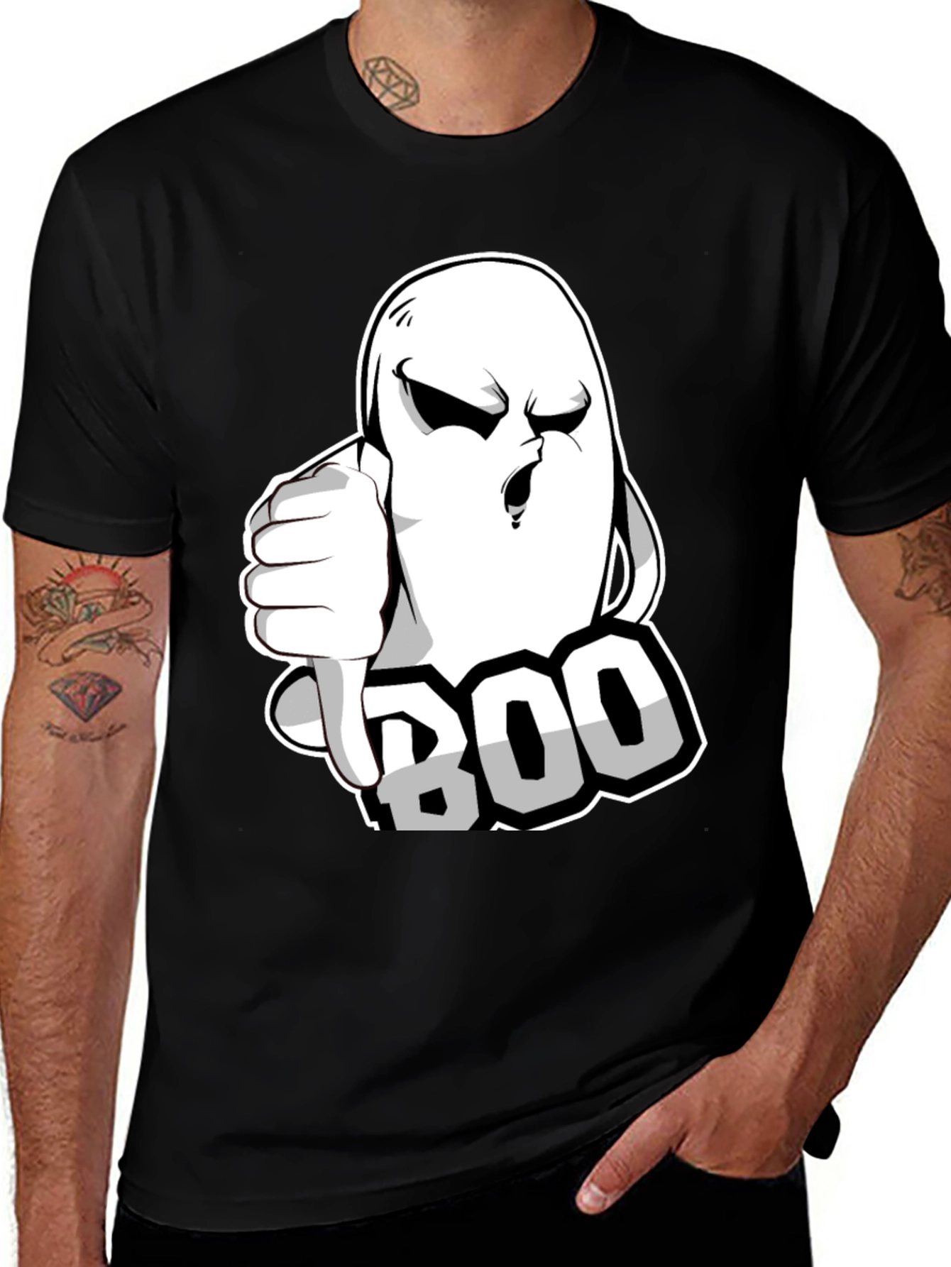 Variant 10 of Boo! Ghost Graphic T-Shirt - Halloween Spooktacular