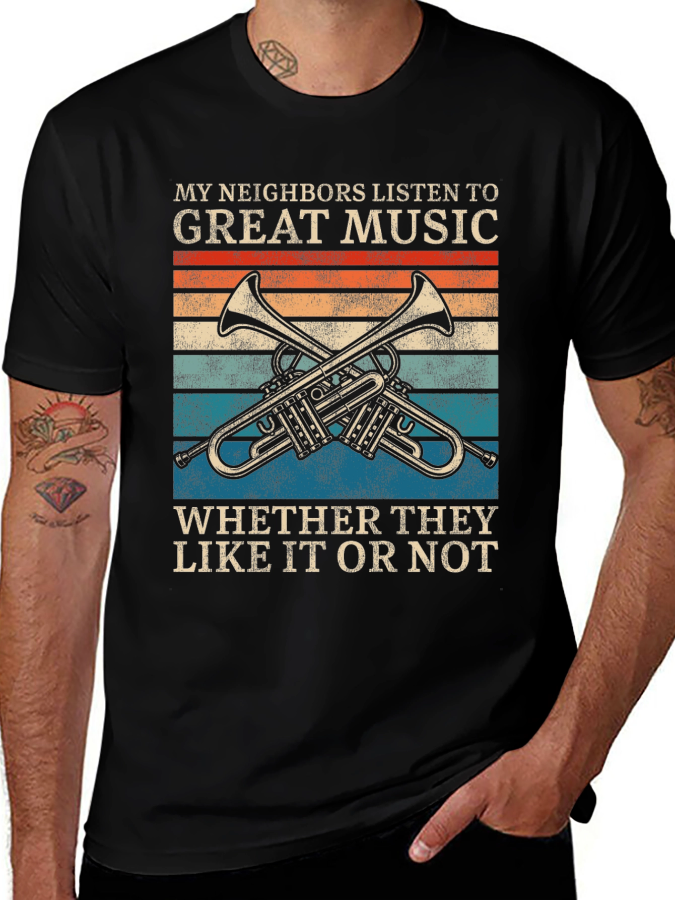 Variant 18 of Music Lover T-Shirt - Neighbors Listen Whether They Like It Or Not