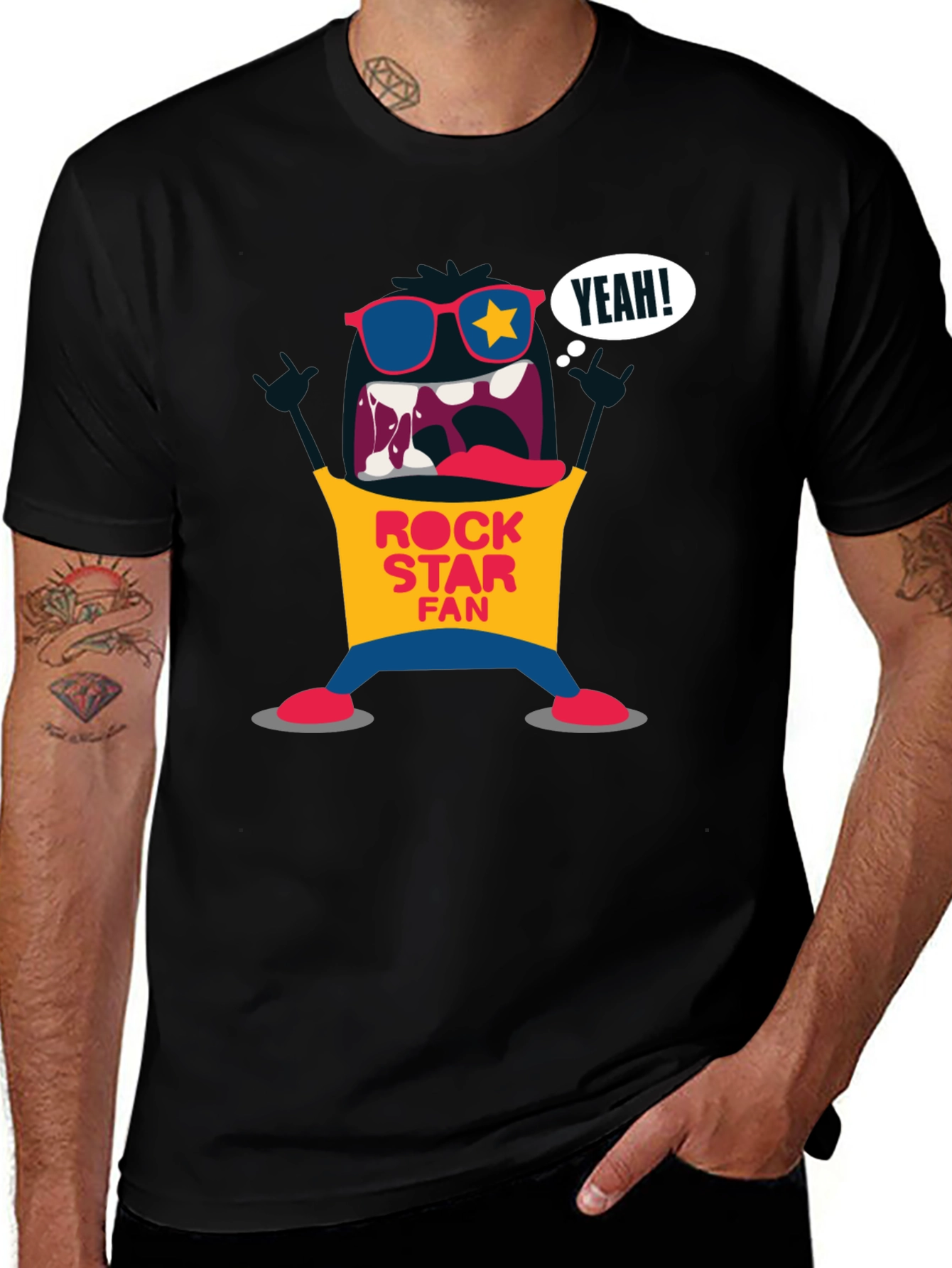Variant 10 of Rock Star Fan Graphic T-Shirt - Black