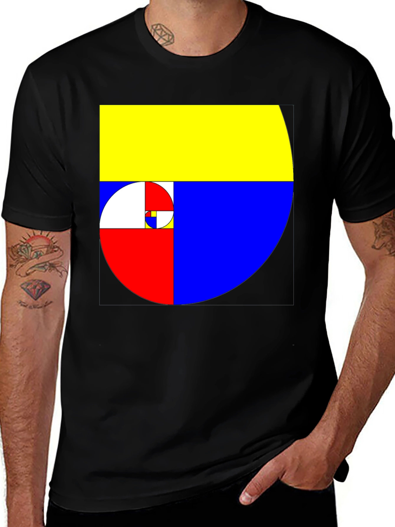 Geometric Fibonacci Sequence Men's Black T-Shirt
