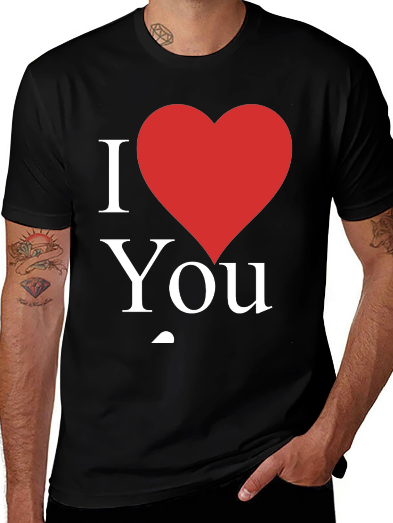 I Love You T-Shirt - Black with Red Heart