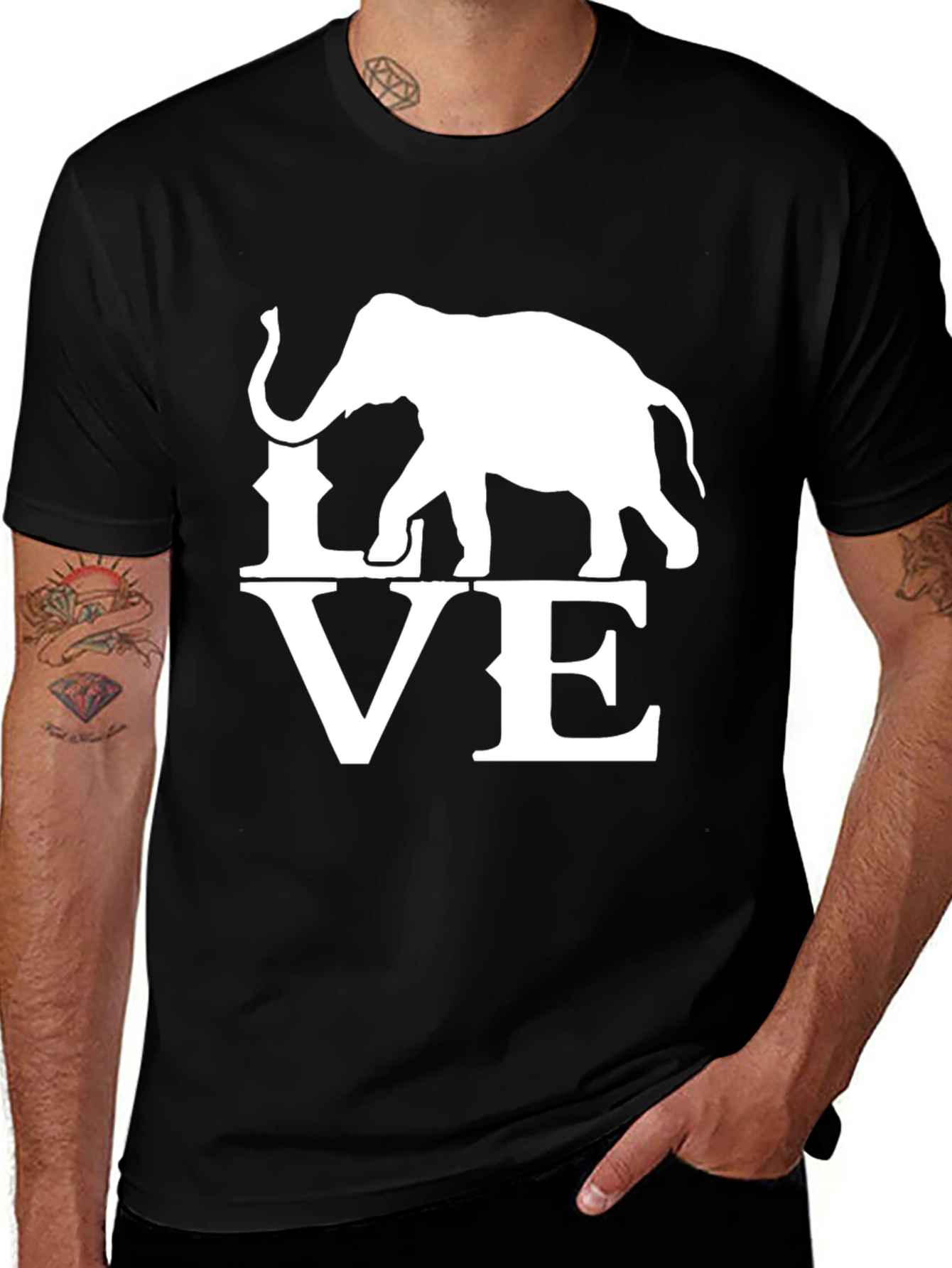 Variant 12 of Elephant Love Graphic Black T-Shirt