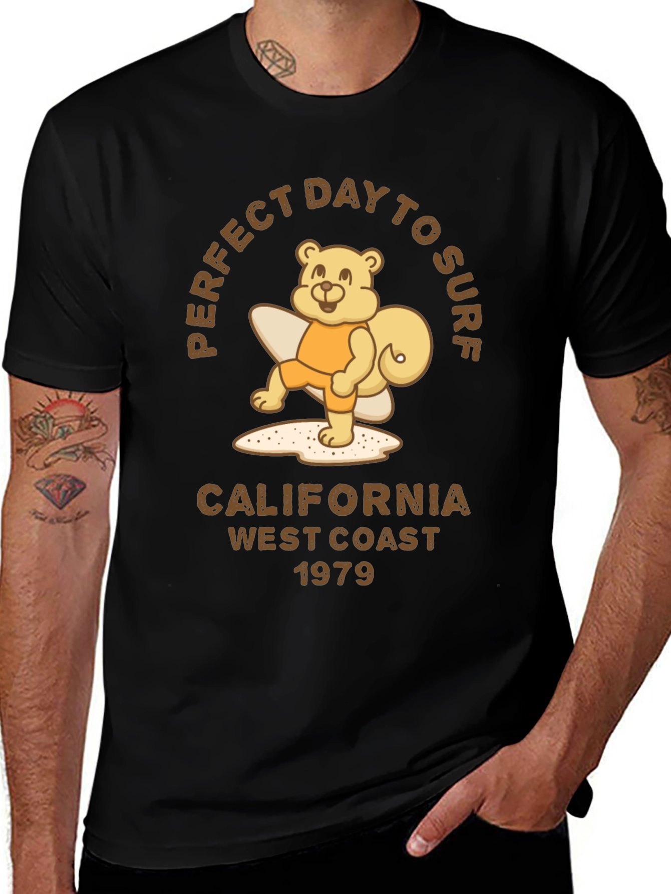 Variant 8 of Perfect Day to Surf Bear Graphic Tee