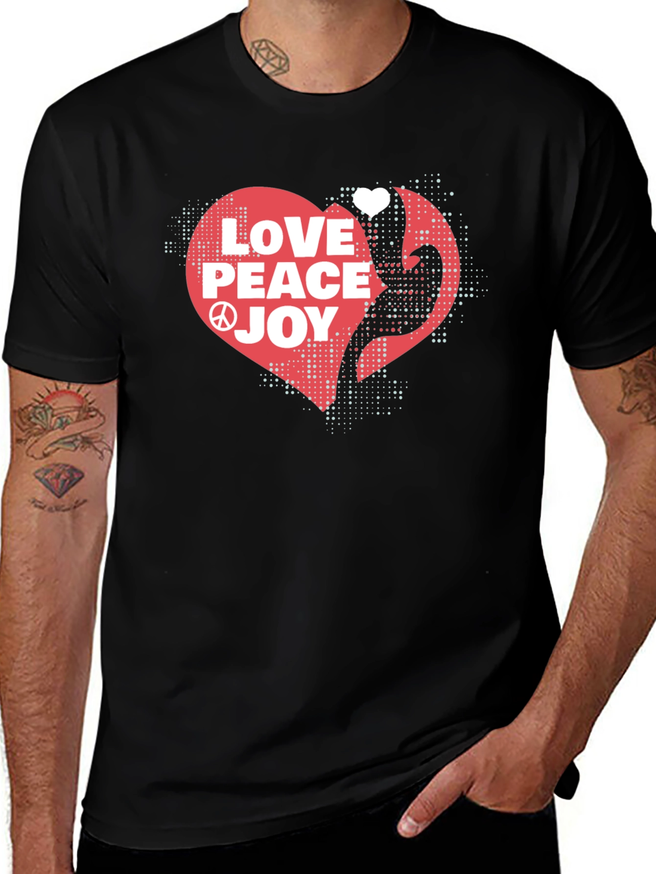 Variant 21 of Love Peace Joy Graphic Black T-Shirt
