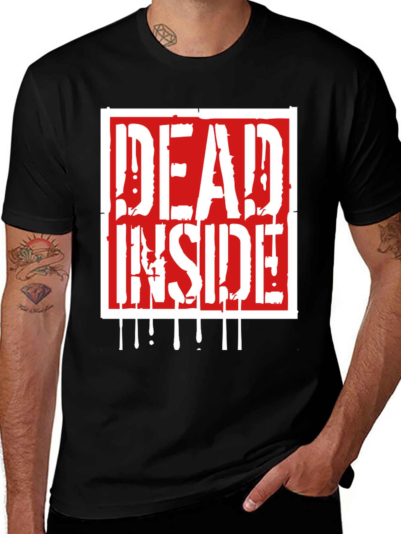 Black Dead Inside Graphic Print Tee - Black main image