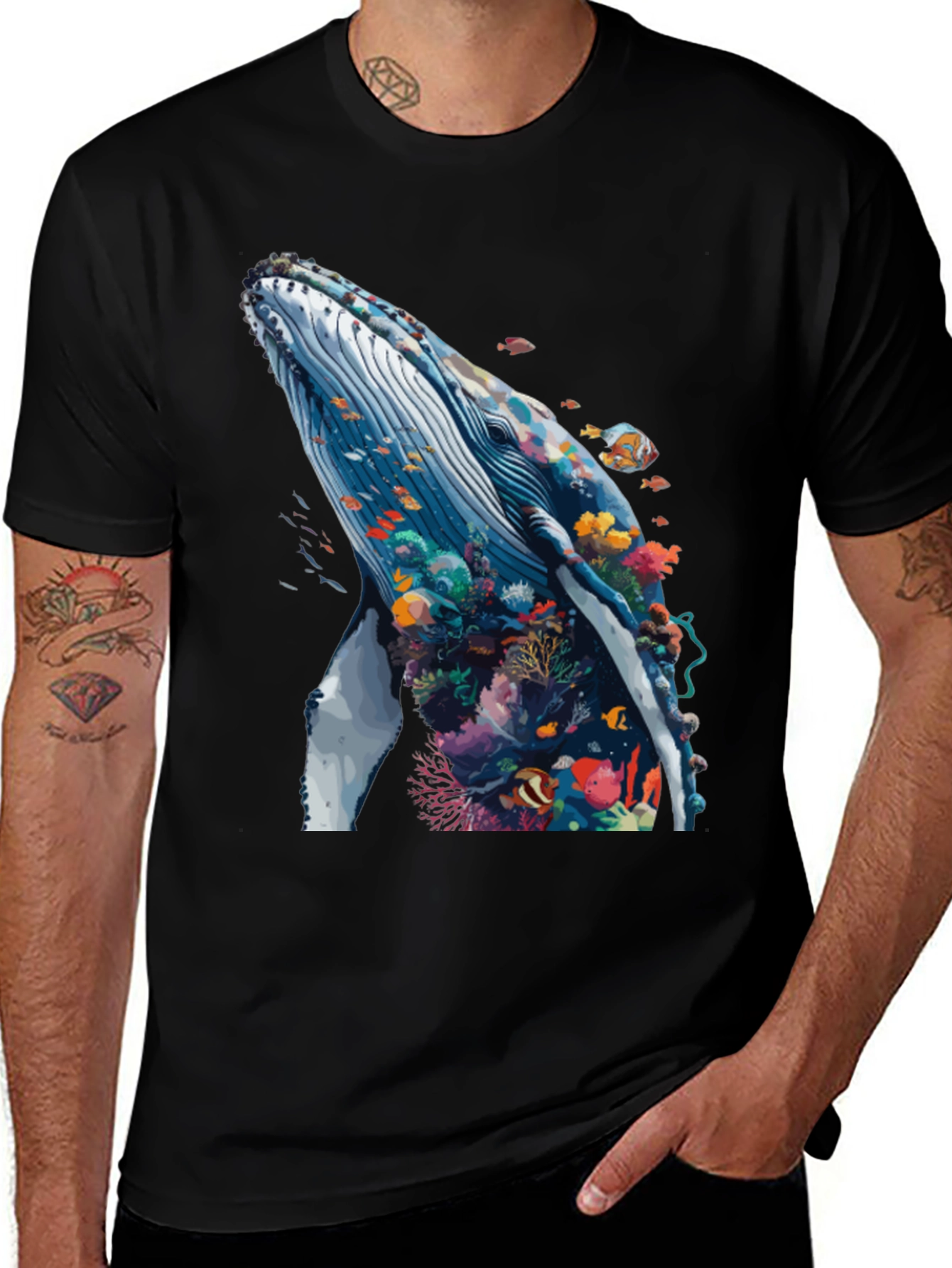 Variant 13 of Whale Reef Graphic Black Tee