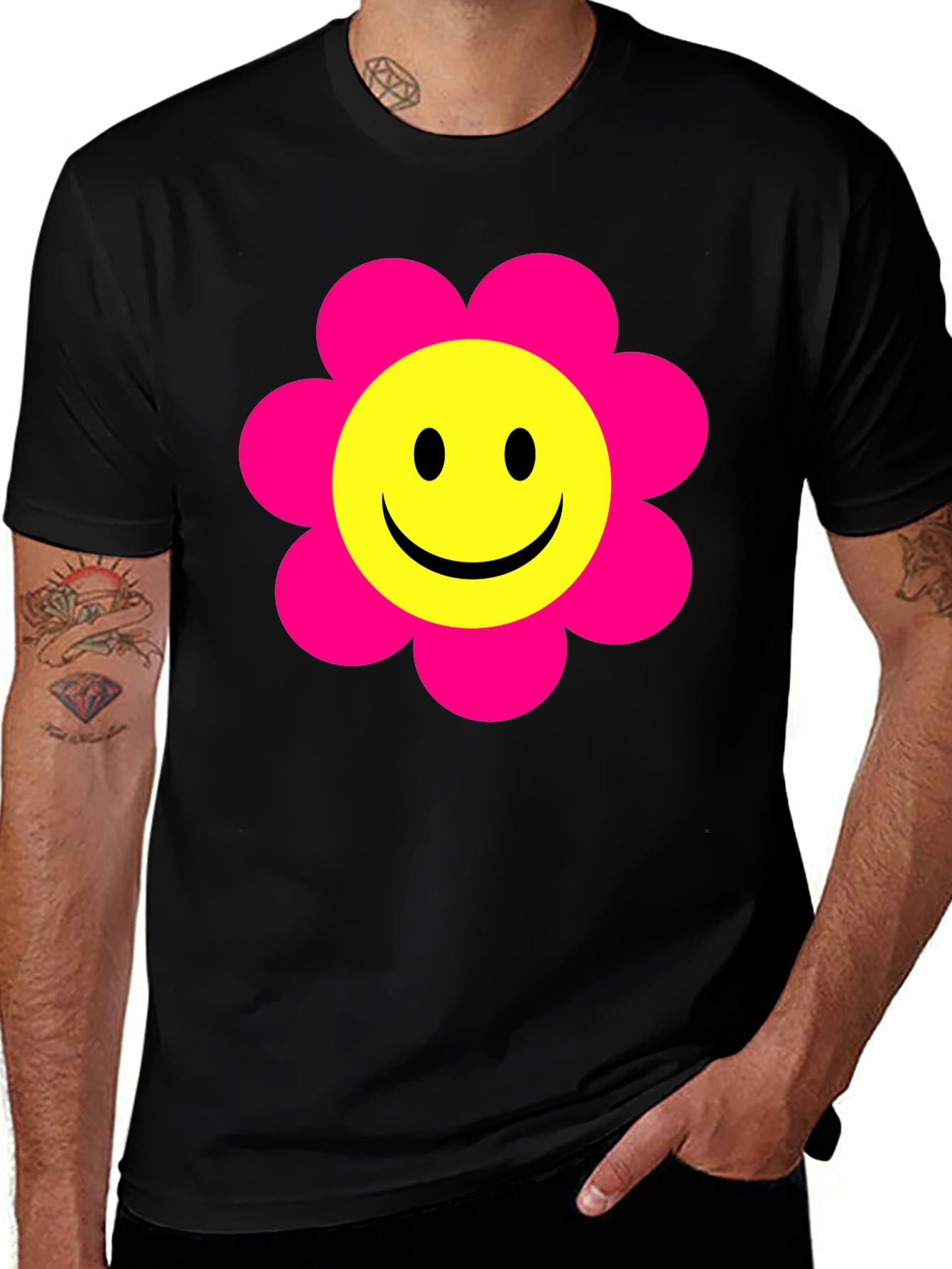 Variant 19 of Smiley Face Flower T-Shirt - Retro Happy Tee