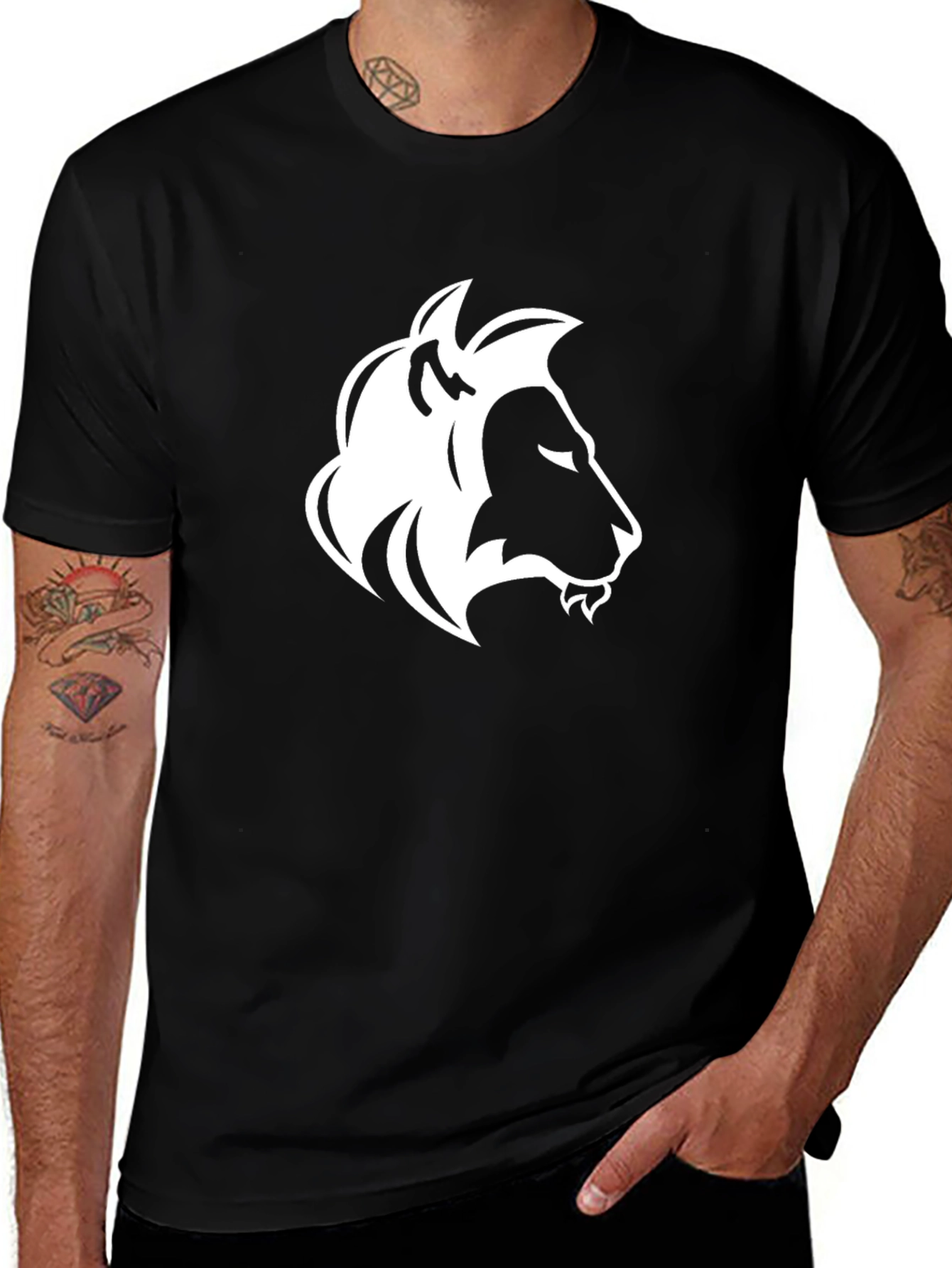 Variant 30 of Black Tee with Lion Graphic