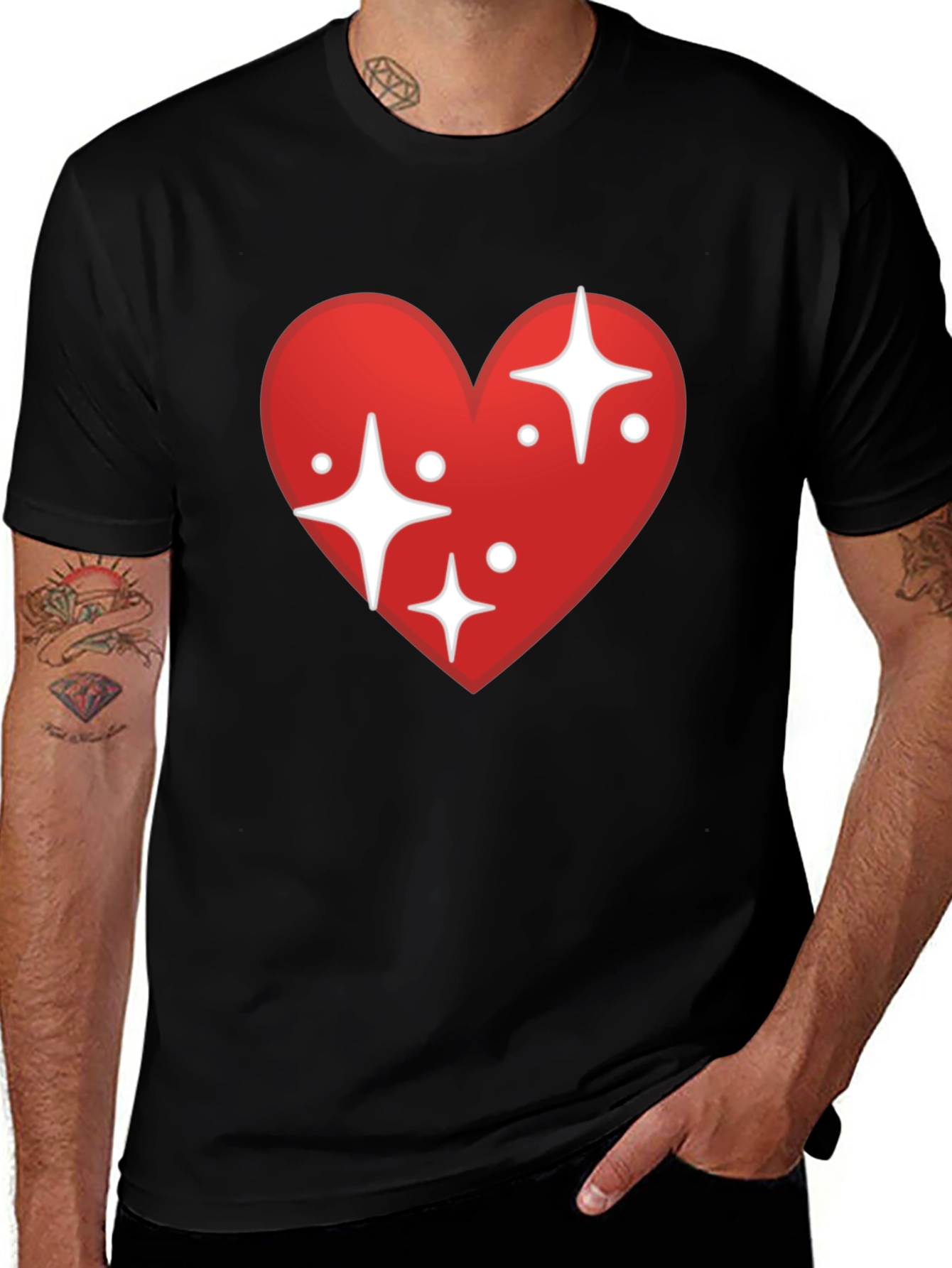 Variant 22 of Sparkling Heart Graphic Black T-Shirt