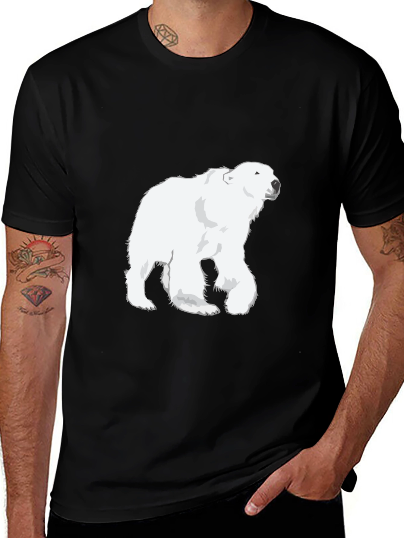 Variant 5 of Polar Bear Graphic Tee - Black Cotton T-Shirt