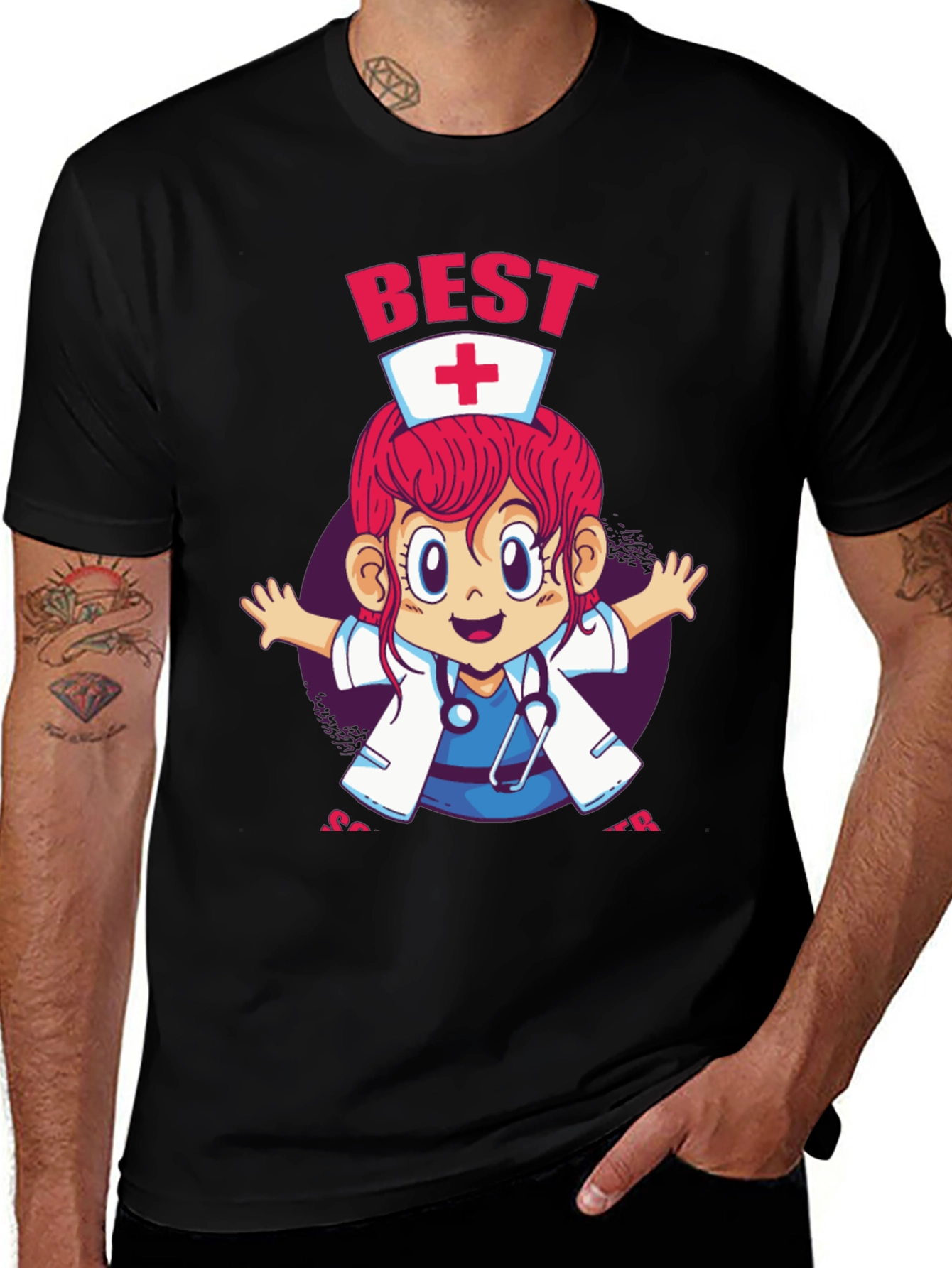 Variant 7 of Best Nurse Ever Cartoon Graphic Tee