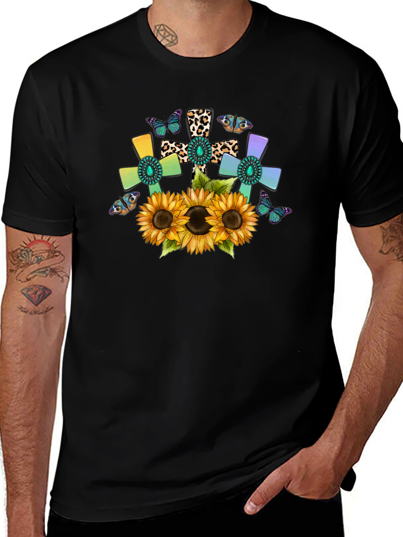 Variant 30 of Sunflower Cross Graphic Tee