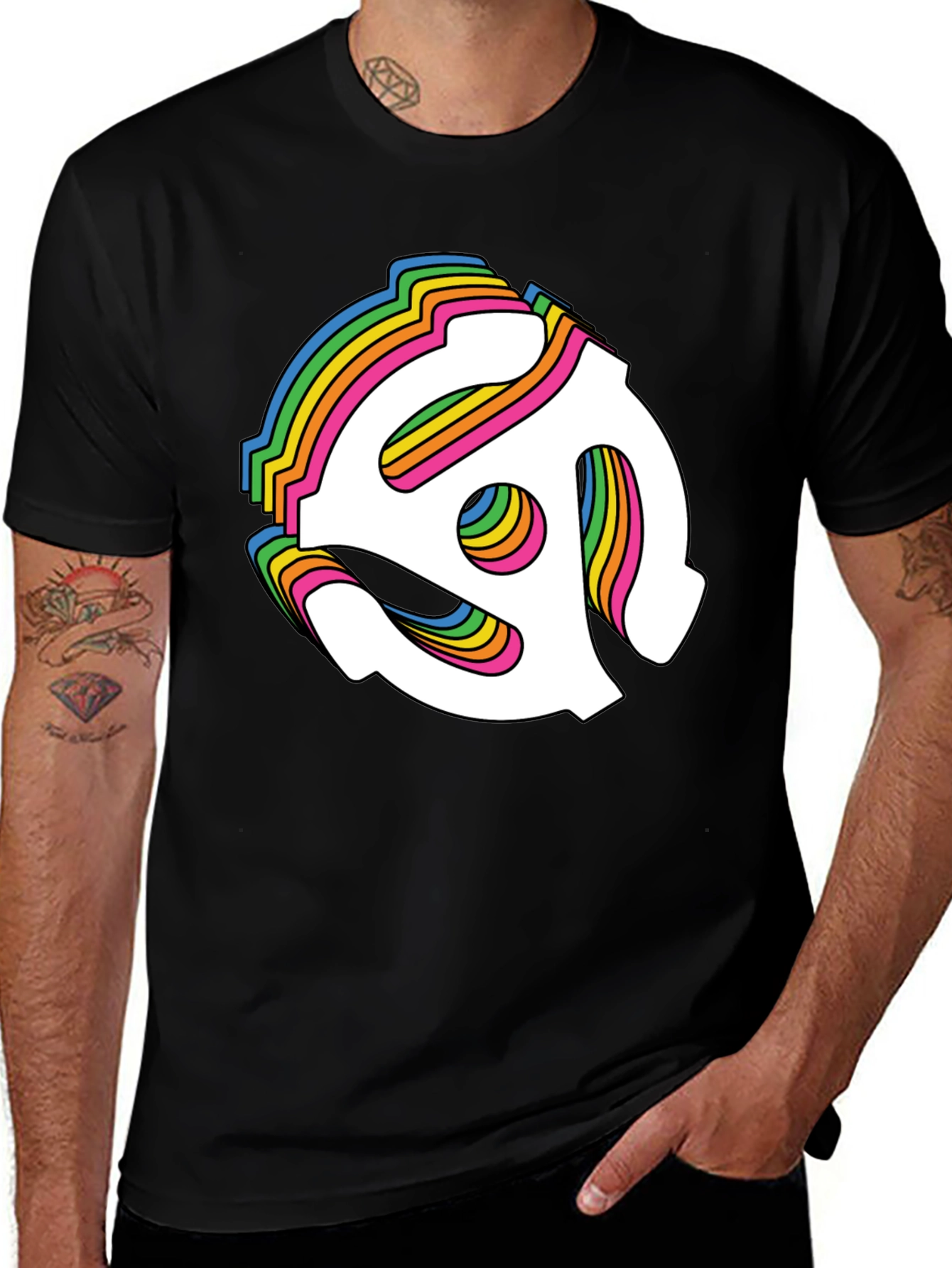 Variant 17 of Retro Rainbow Record Adapter Graphic Tee