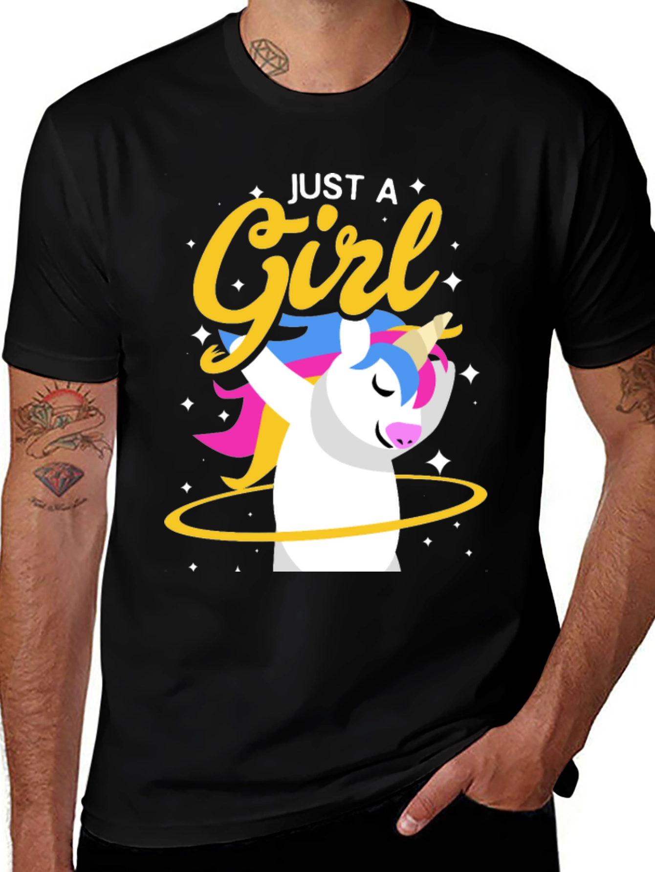 Variant 18 of Just a Girl Unicorn Black T-Shirt