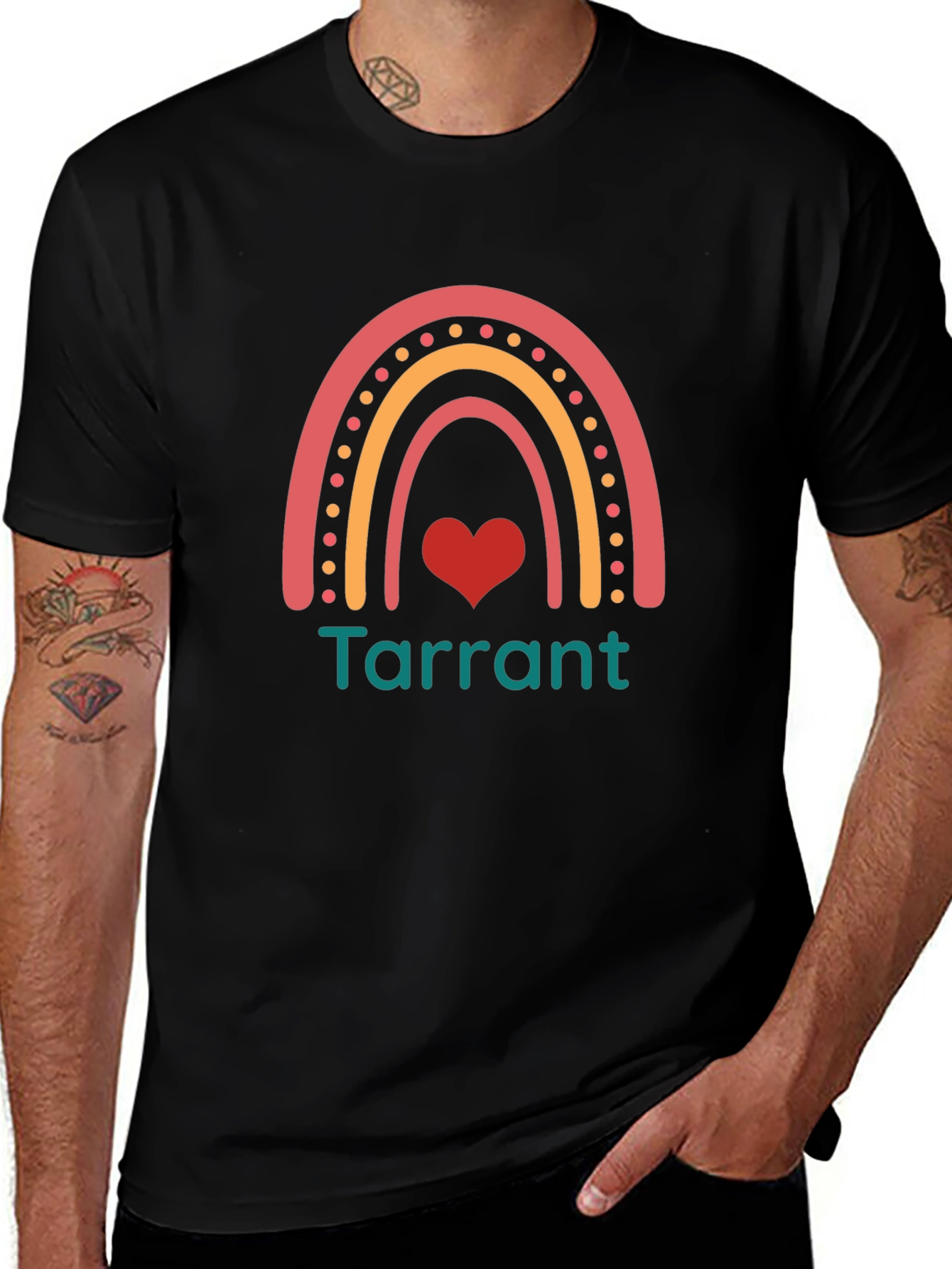 Variant 19 of Rainbow Tarrant Heart Graphic Tee