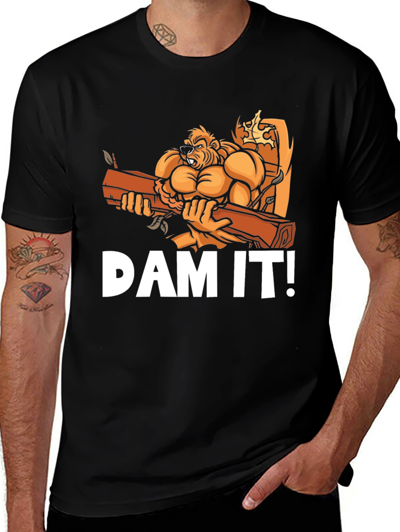 Variant 23 of Funny Beaver DAM IT! Graphic T-Shirt