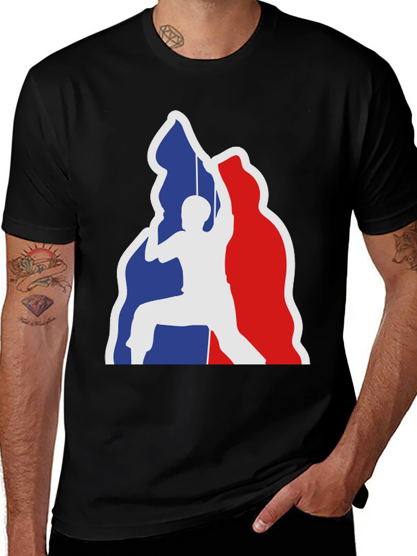 Climbing T-Shirt - Red White and Blue Graphic