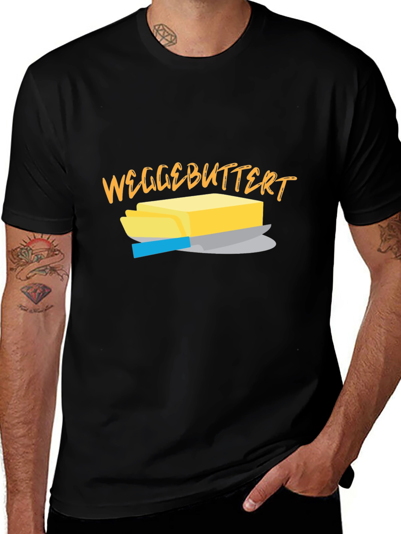 Weggebuttert T-Shirt - Black Cotton Tee