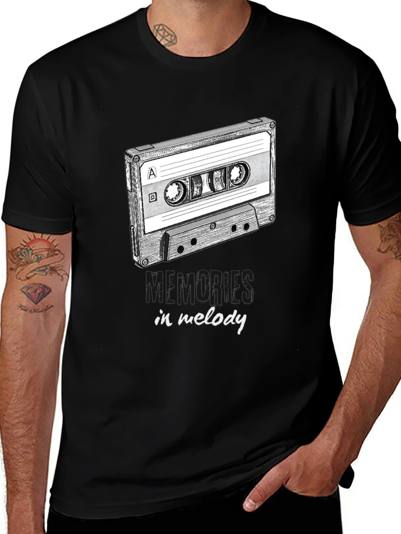 Variant 24 of Retro Cassette Tape "Memories in Melody" Graphic Tee