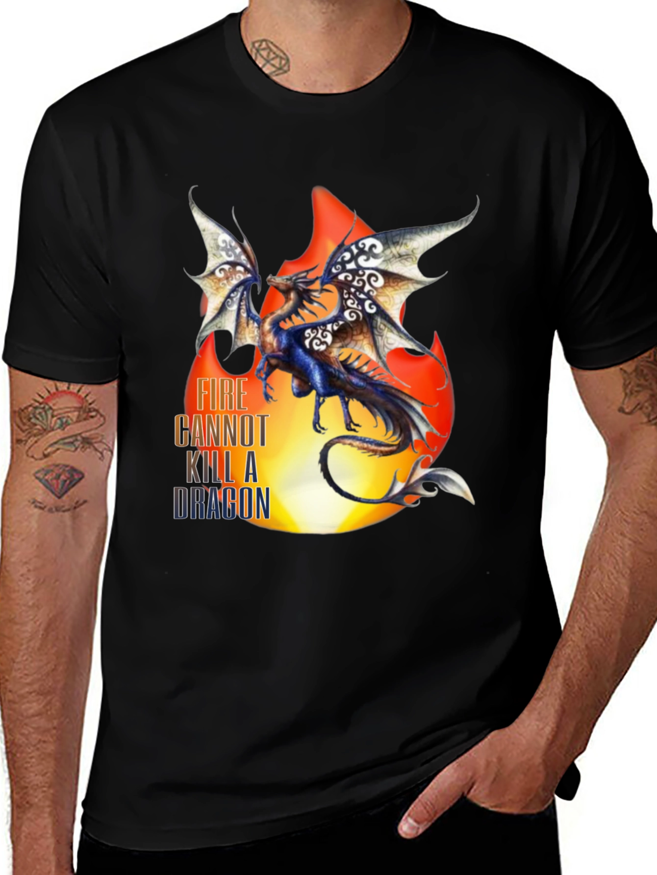 Variant 12 of Dragon Fire Graphic T-Shirt - Fantasy Tee