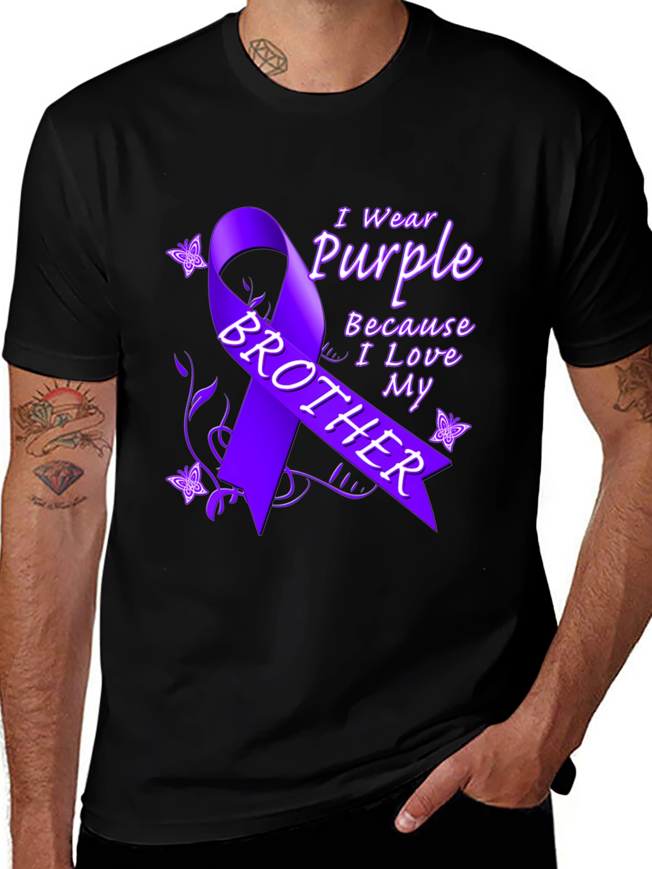 Purple Ribbon Brother T-Shirt Cancer Awareness Tee