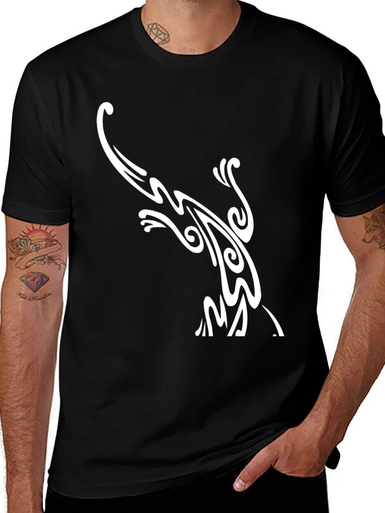 Variant 18 of Tribal Gecko Graphic Tee - Modern Black T-Shirt