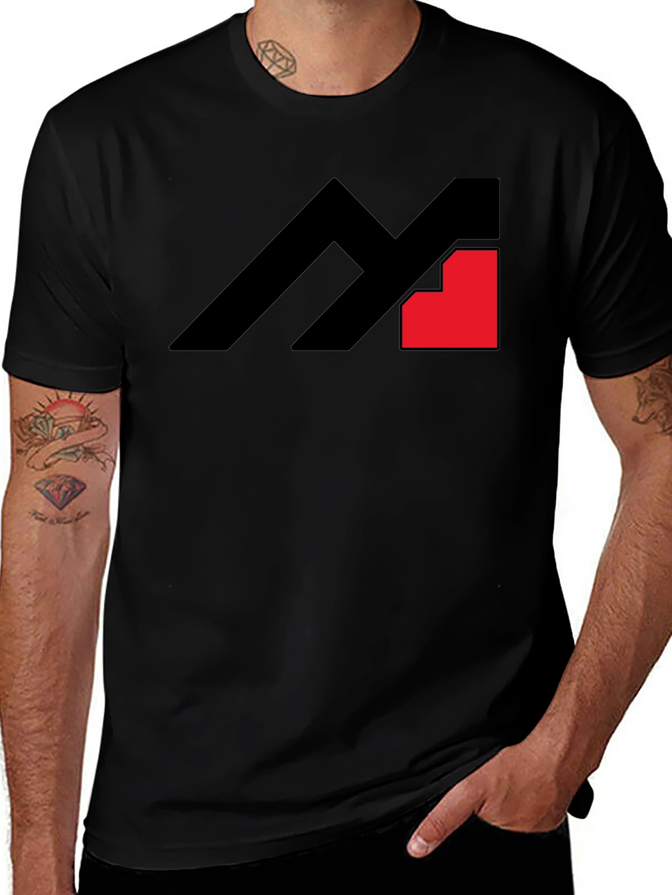 Variant 20 of Modern Graphic Tee - Black with Abstract Logo