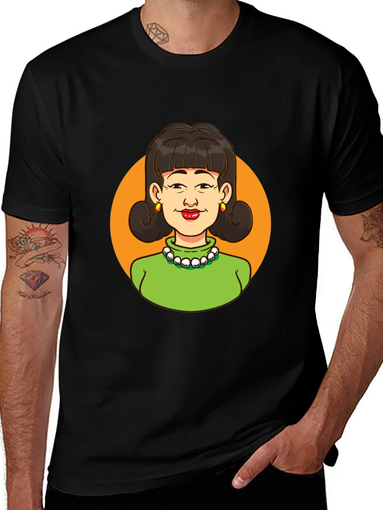 Retro Cartoon Lady Graphic Tee - Classic Style