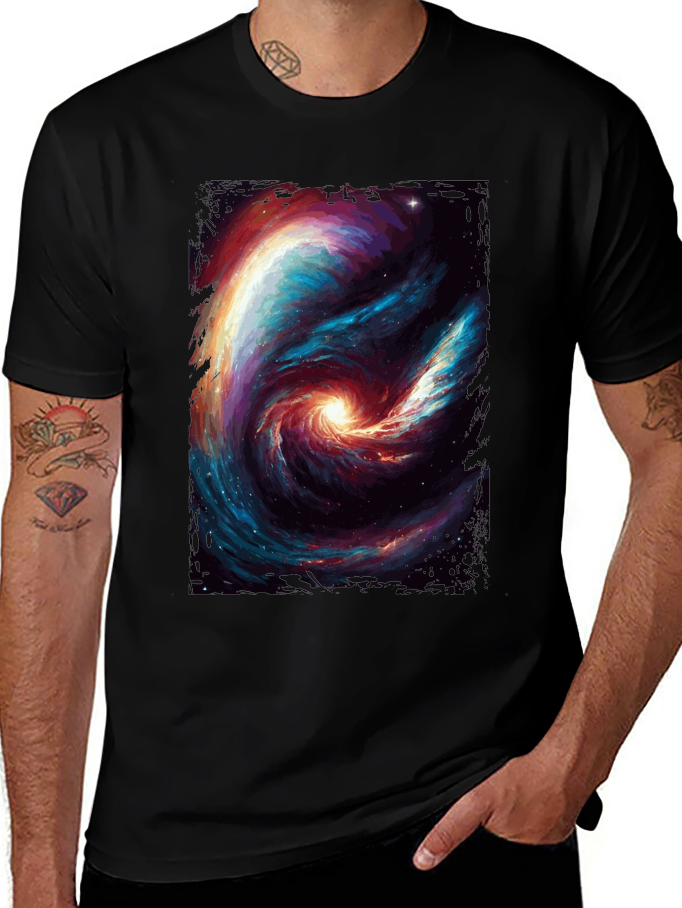 Variant 8 of Cosmic Galaxy Swirl Graphic T-Shirt - Black