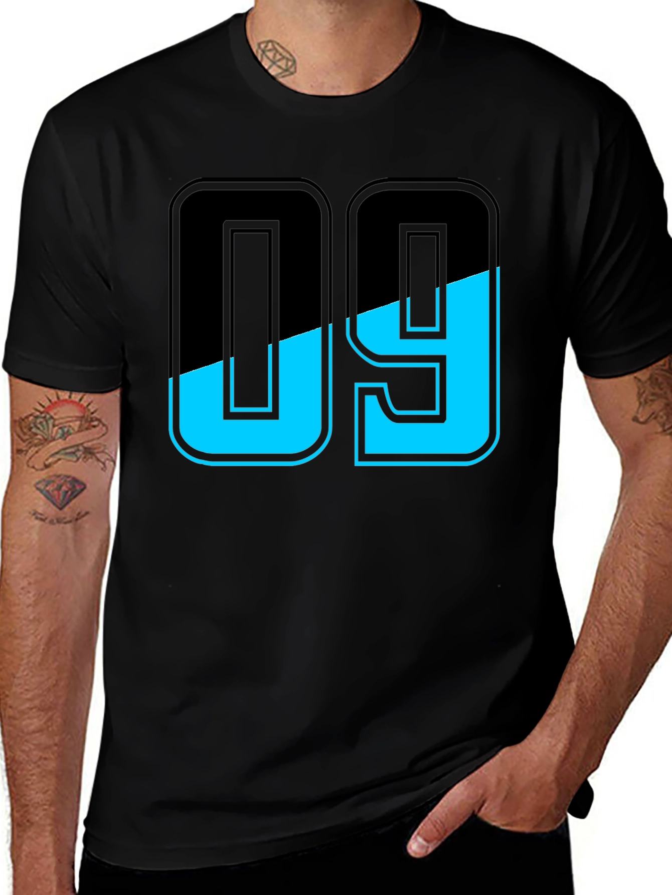 Variant 2 of Number 09 Graphic Tee - Black
