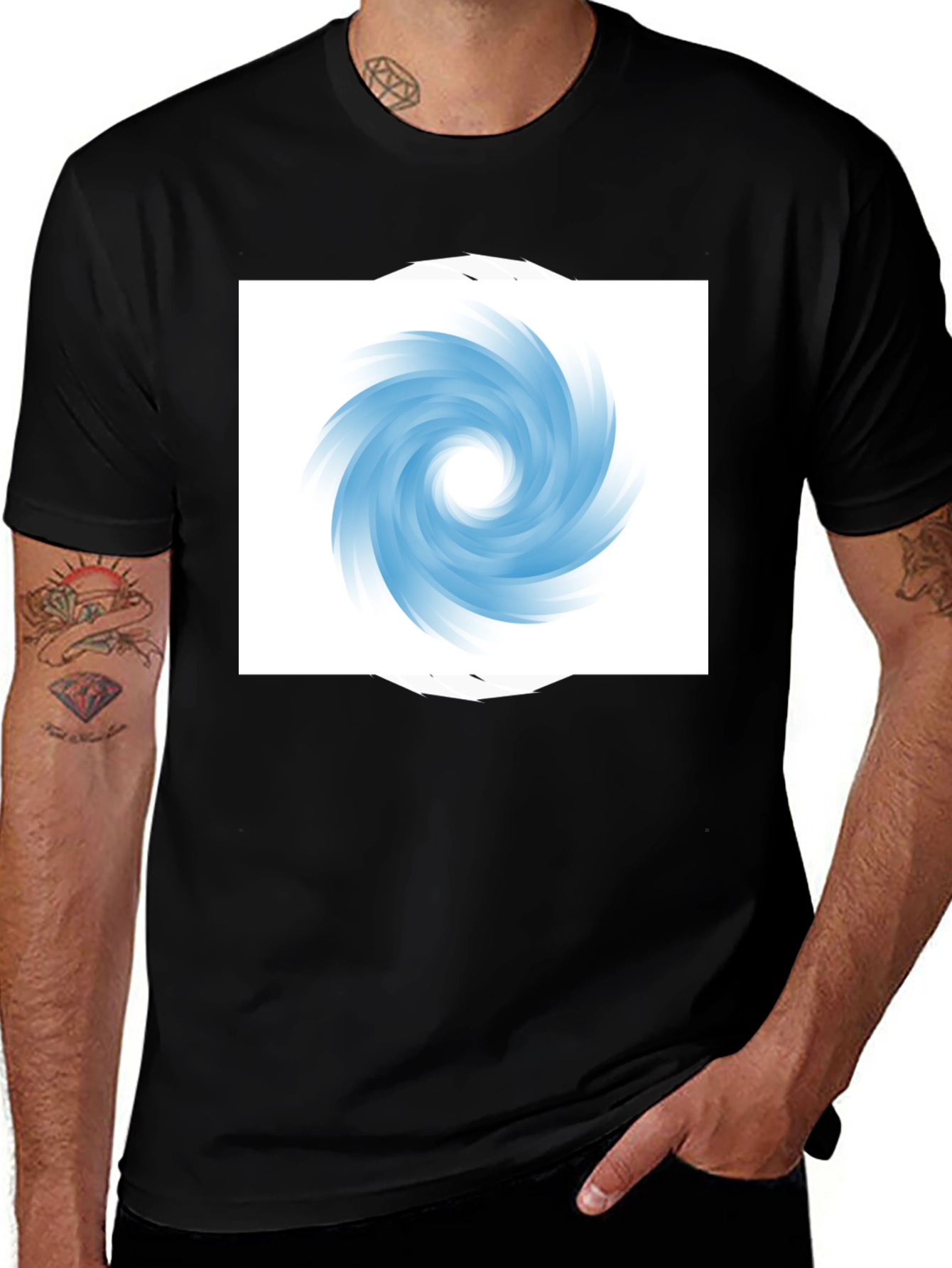 Variant 30 of Black T-Shirt with Abstract Swirl Design