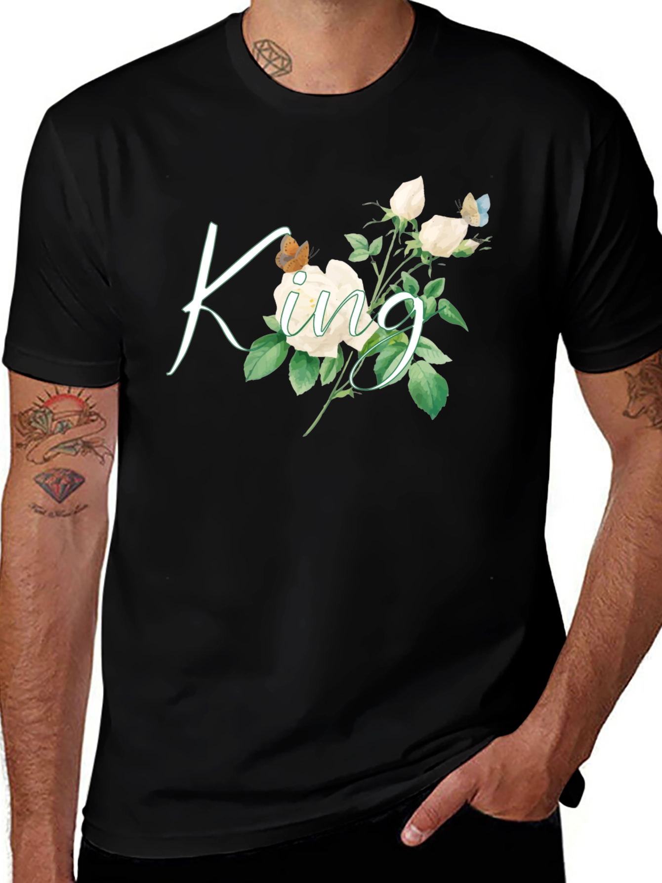 Variant 5 of Floral King Graphic Tee - Black